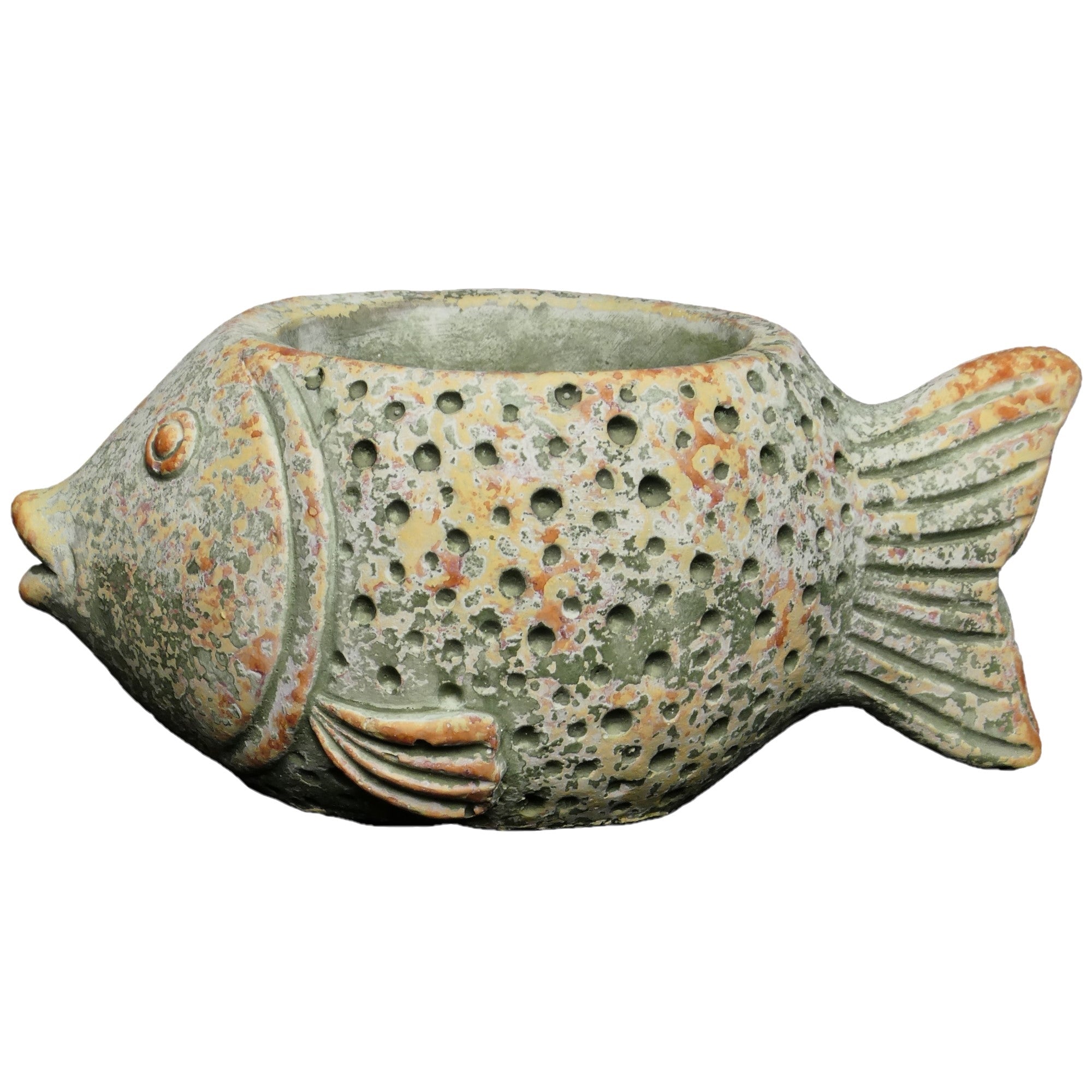 Classic Home and Garden Indoor Outdoor Cement Coral Fish Planter, Multicolored, 6.5"