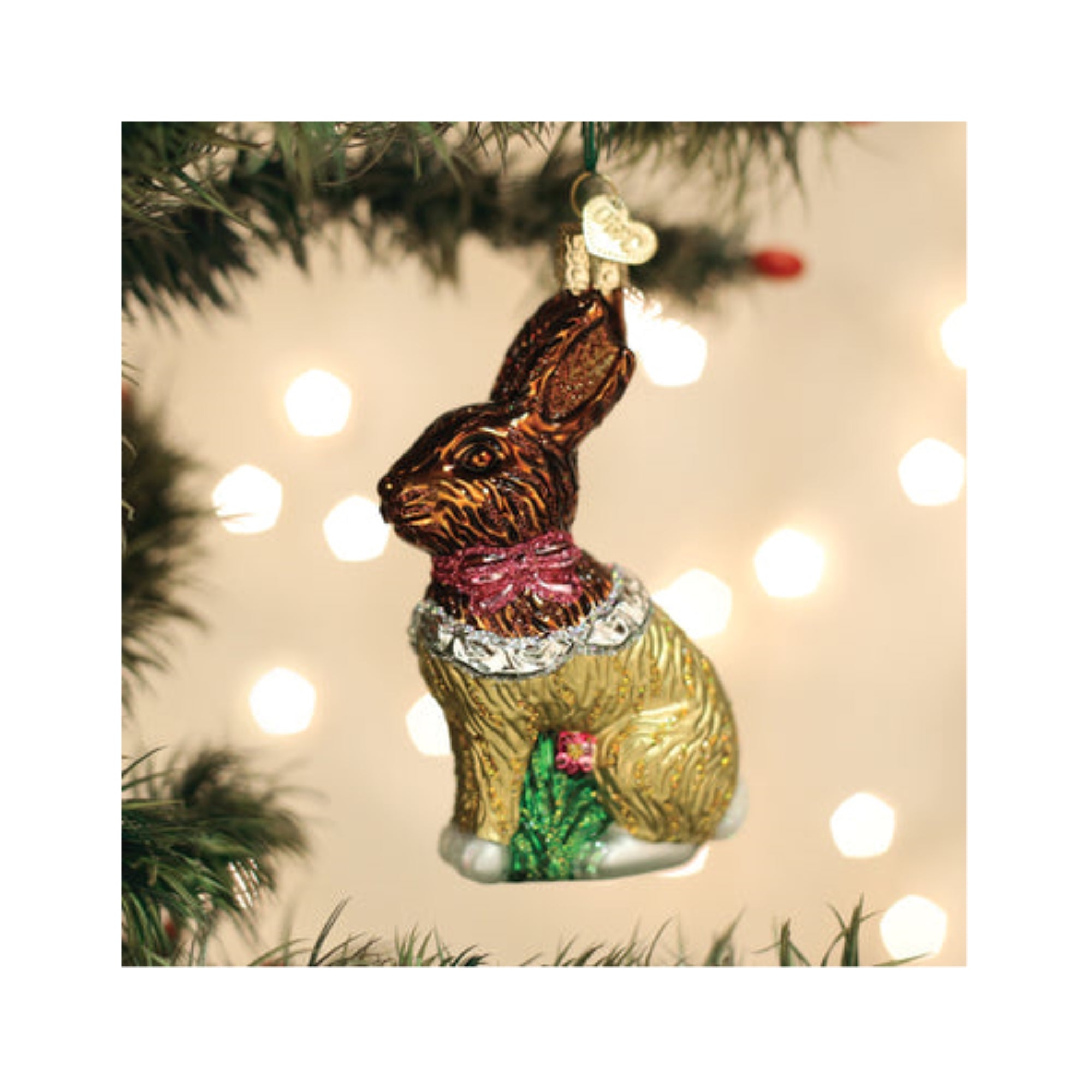 Old World Christmas Glass Blown Ornaments for Tree, Chocolate Easter Bunny