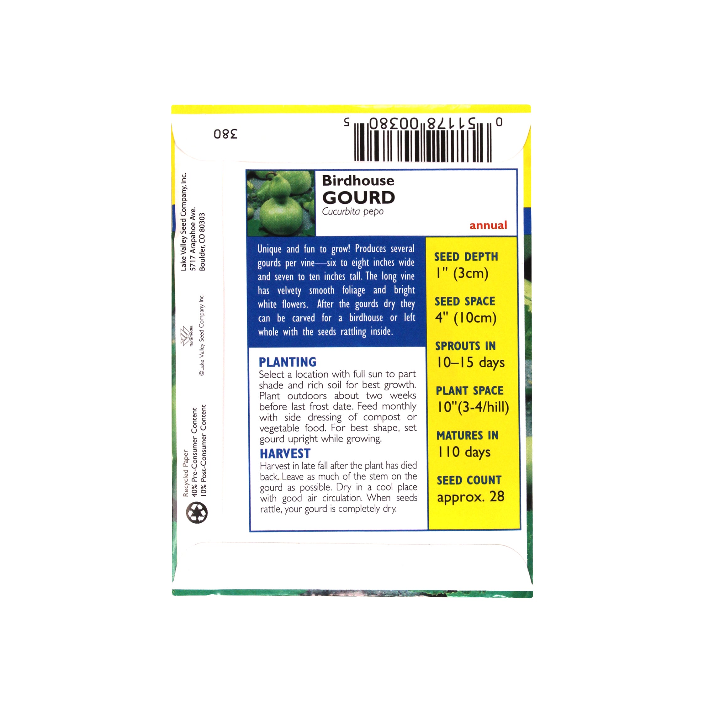 Lake Valley Seed Gourd, Birdhouse Ornamental, 3g