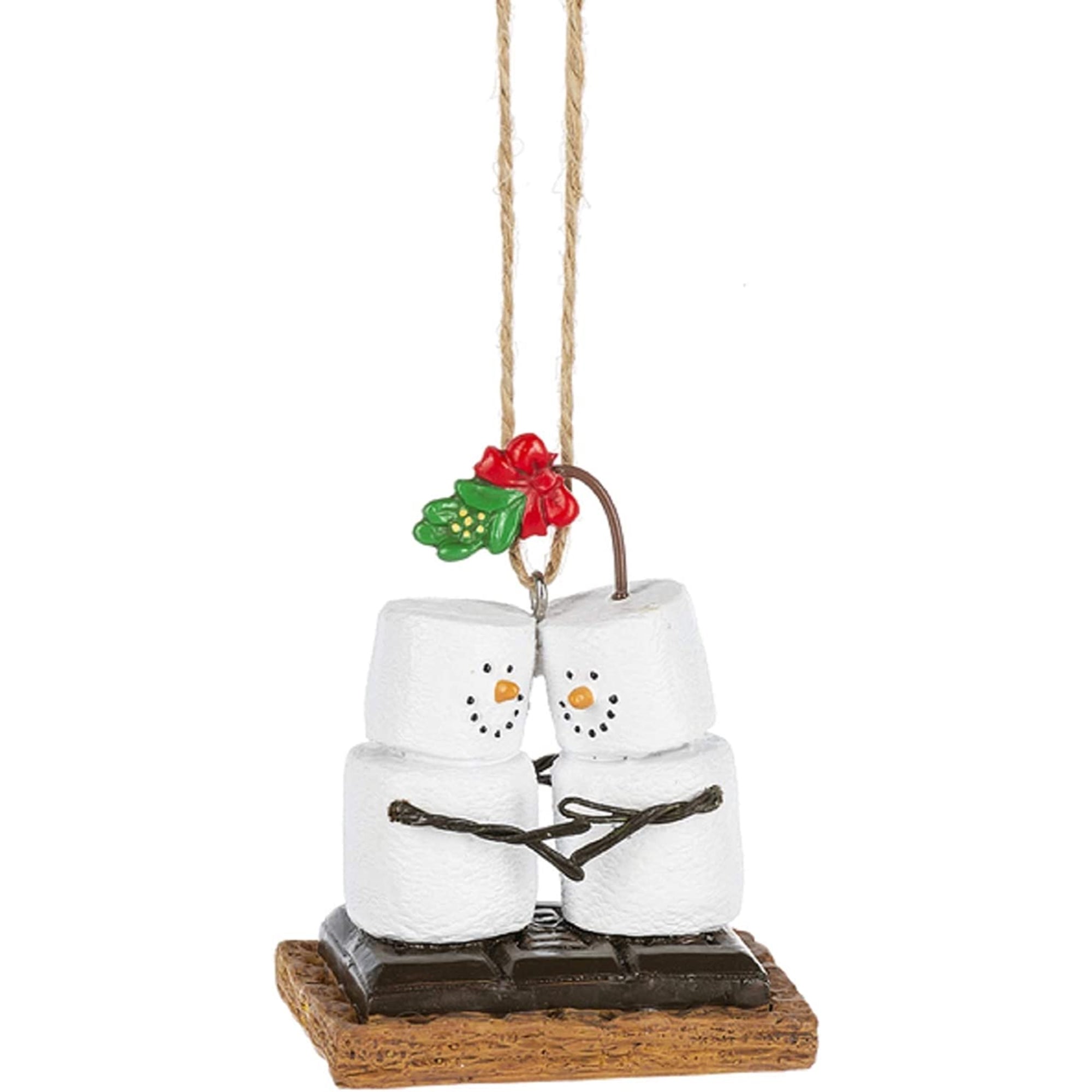 Ganz Smores Kissing Mistletoe Snowman Plastic Holiday Christmas Ornament