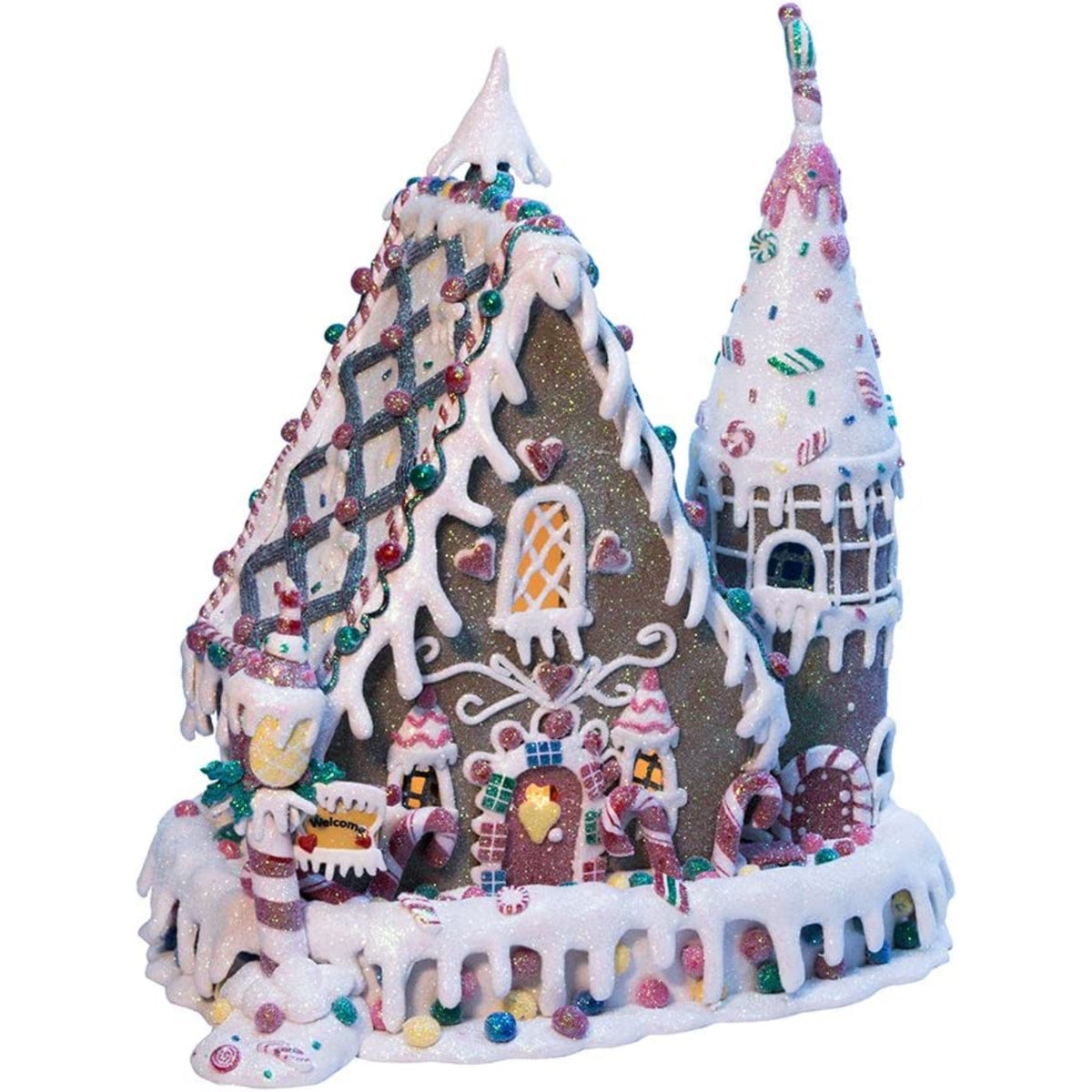 Kurt Adler Clay-Dough Christmas Gingerbread Inn, Lighted, 13"