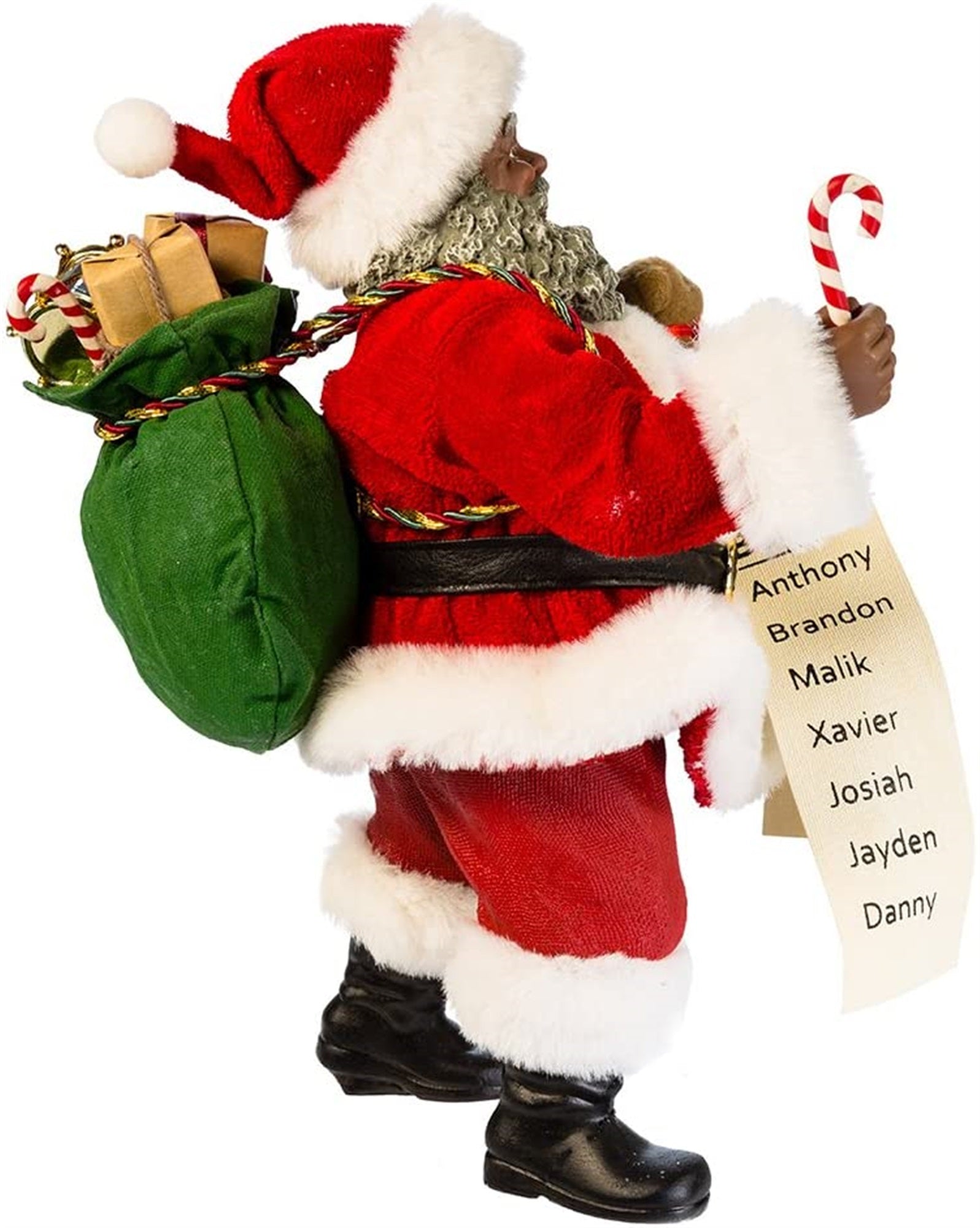 Kurt Adler Fabriché Collection, African American Santa with List, 10.5"