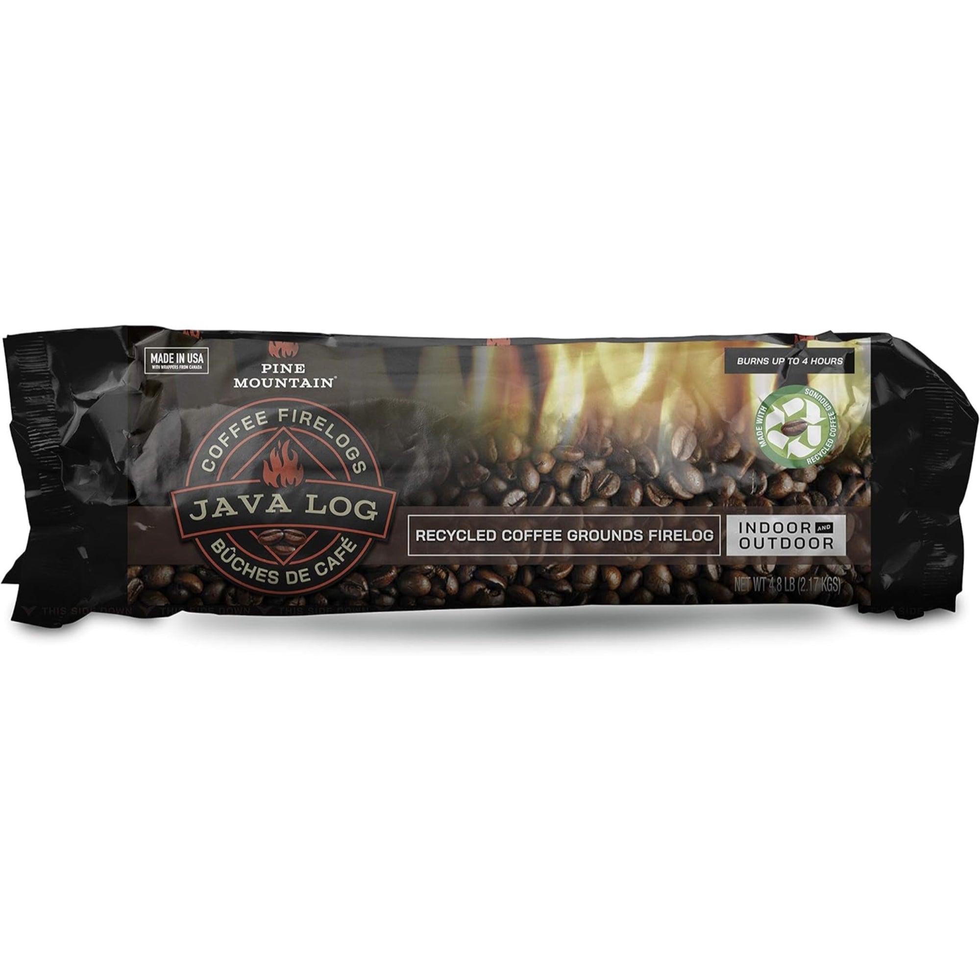 Pine Mountain Java-Log Firelog, Recycled Coffee Grounds (Pack of 4)