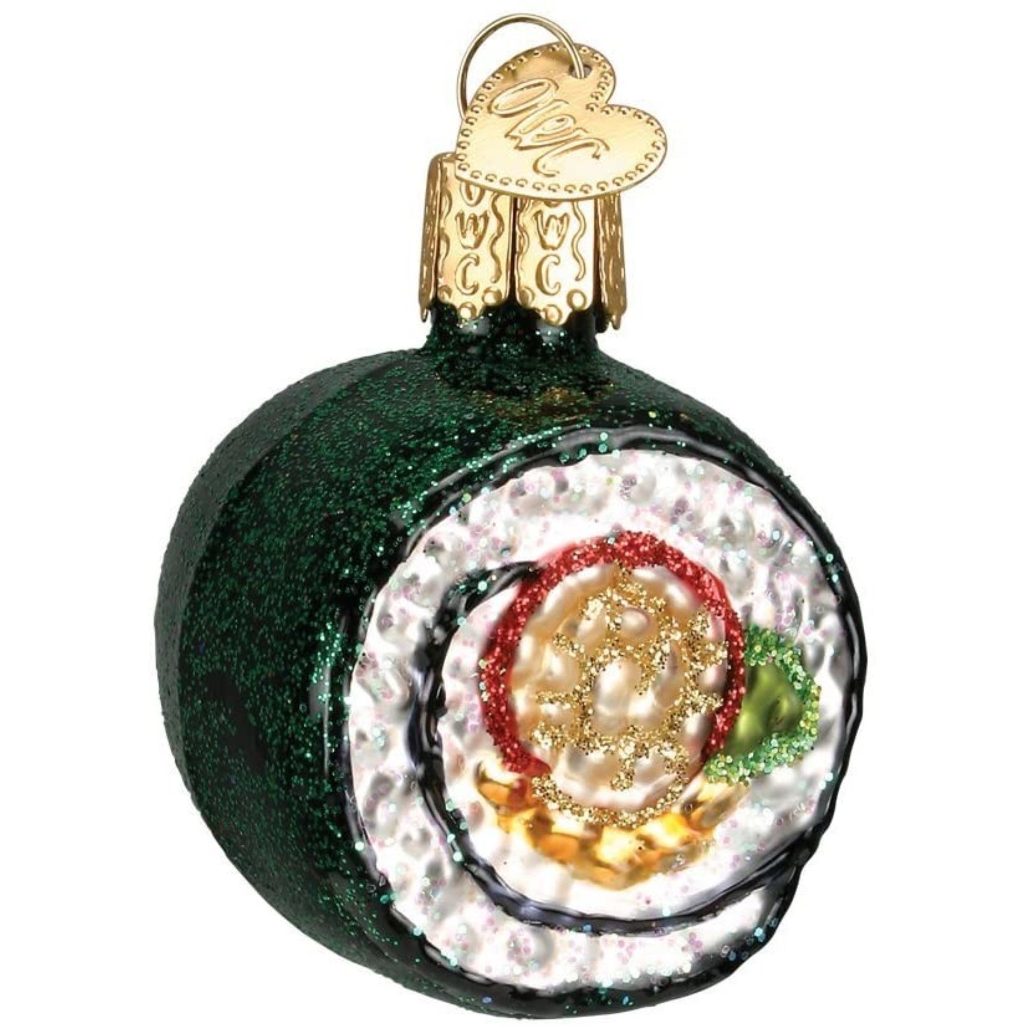 Old World Christmas Glass Blown Sushi Roll Ornament, 1.25"