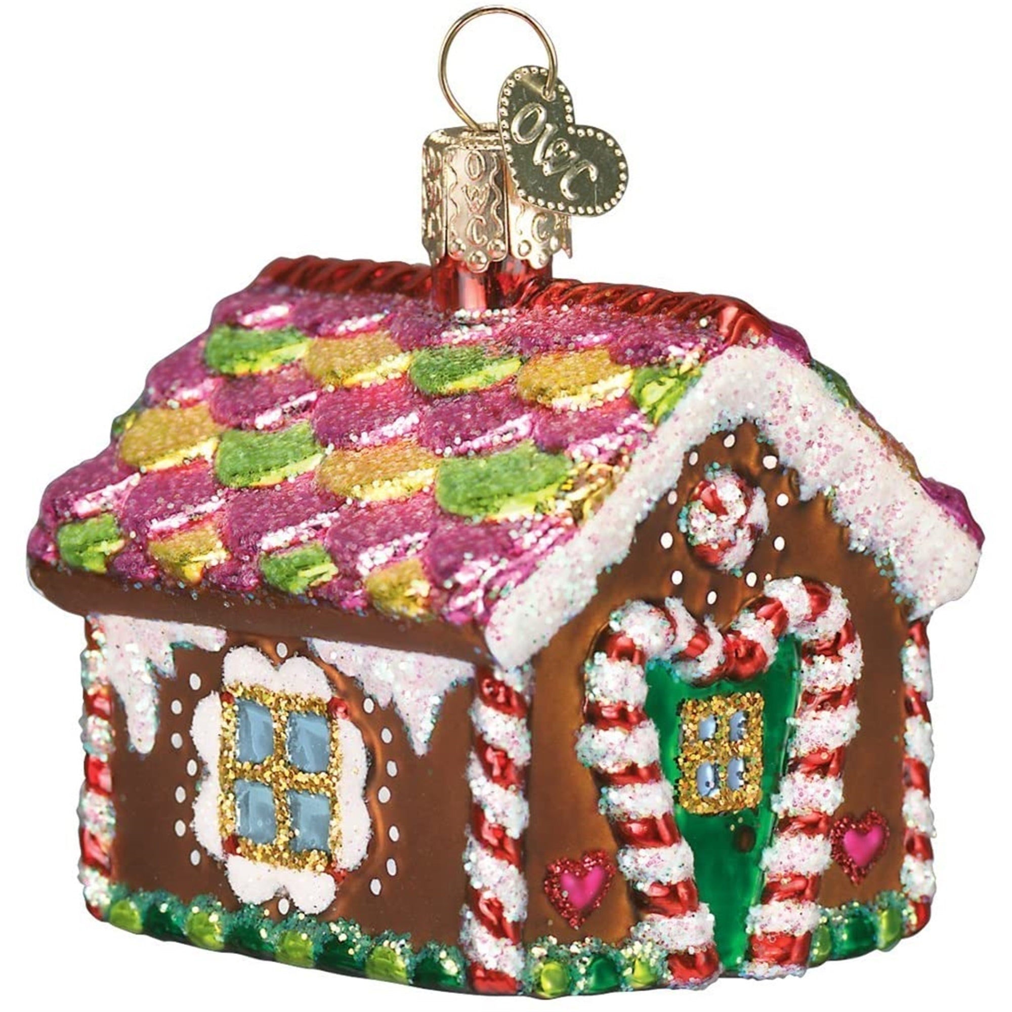 Old World Christmas Glass Blown Ornament, Gingerbread House, 3.5"