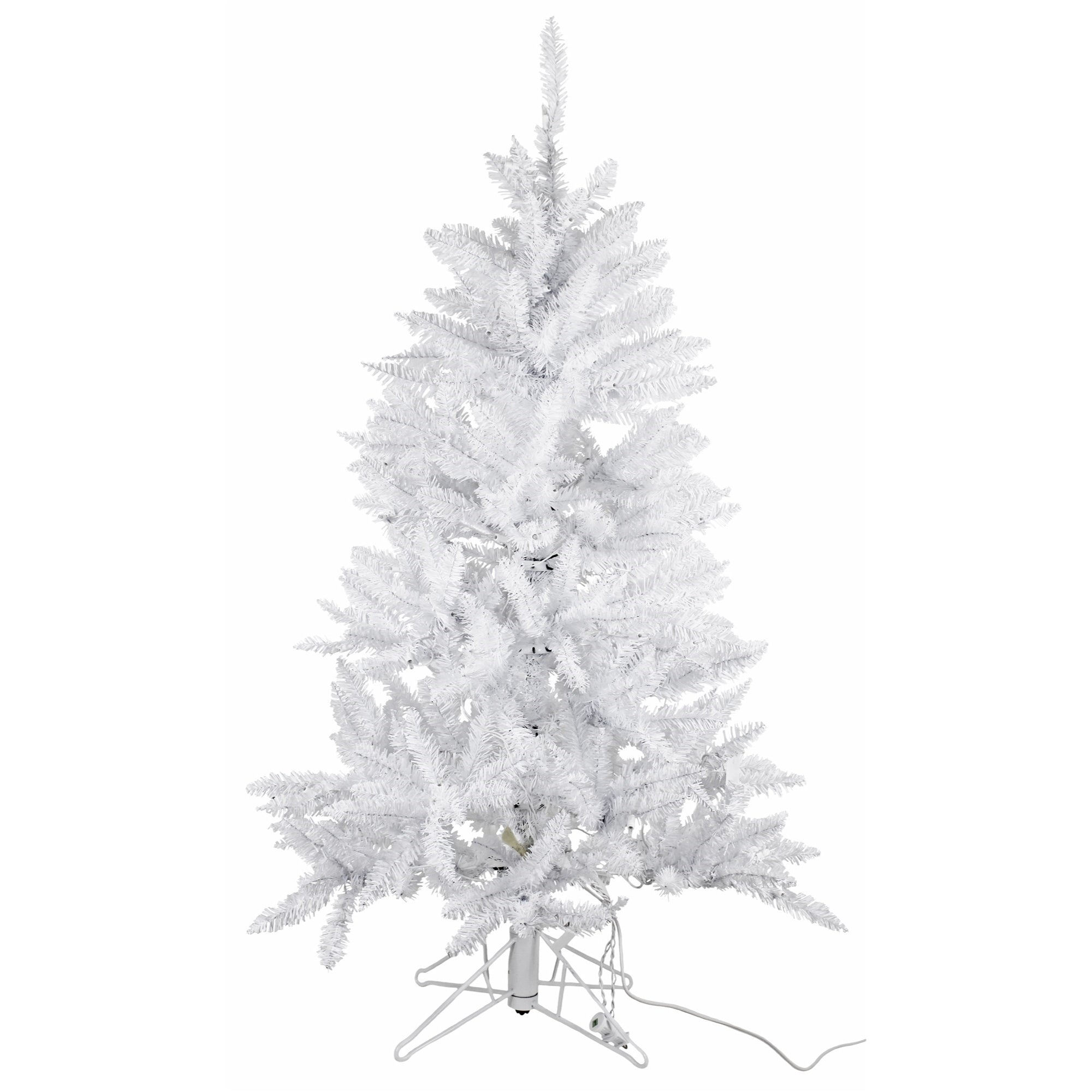 Garden Elements Artificial Pre-Lit White Spruce Christmas Tree, Pre-lit 150 Clear Lights, 4.5 ft