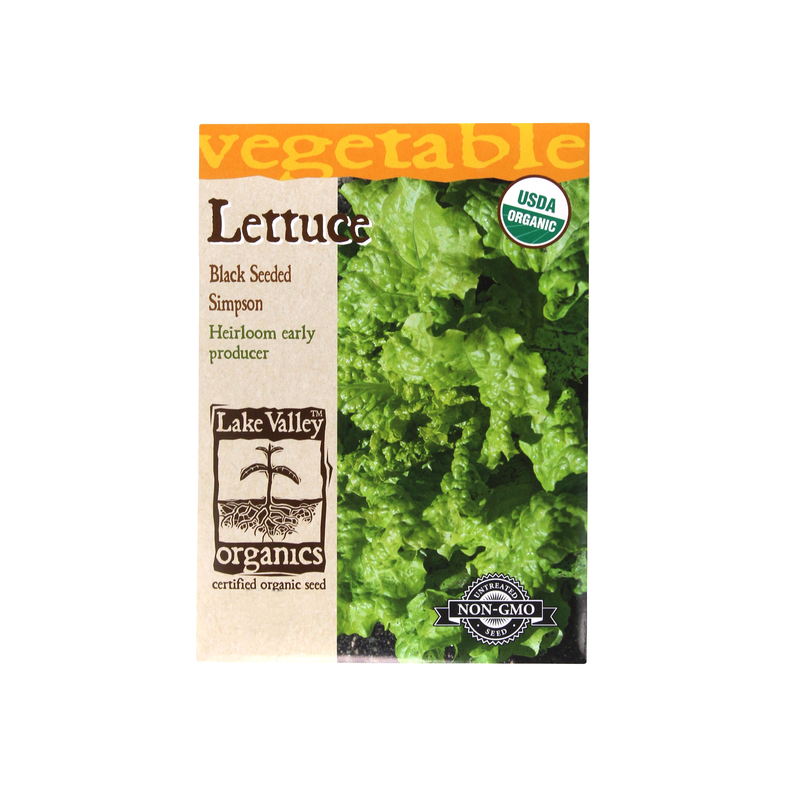 Lake Valley Seed Lettuce Organic Black Seeded Simpson Heirloom Vegetable, 1.5g