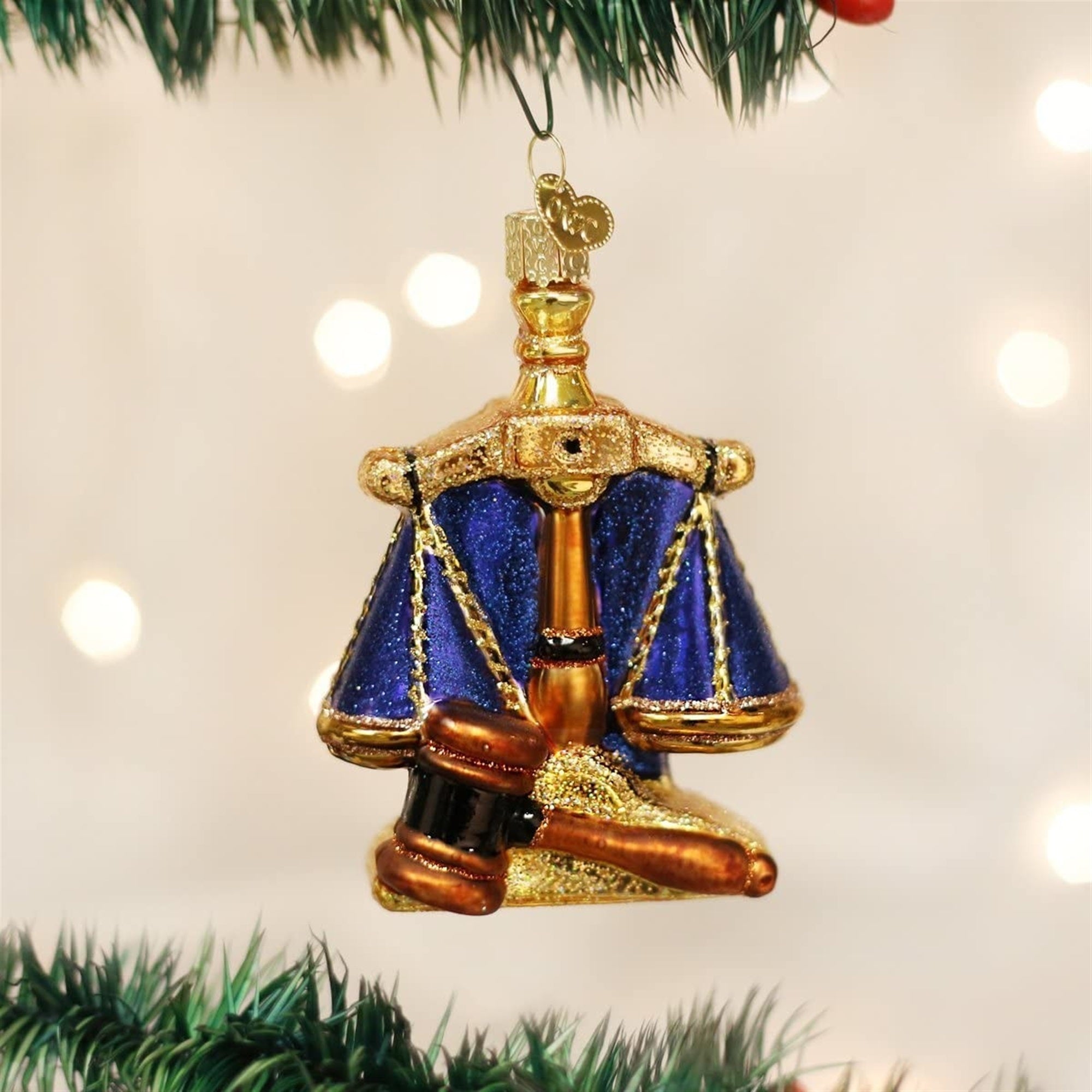 Old World Christmas Glass Blown Ornament, Scales of Justice