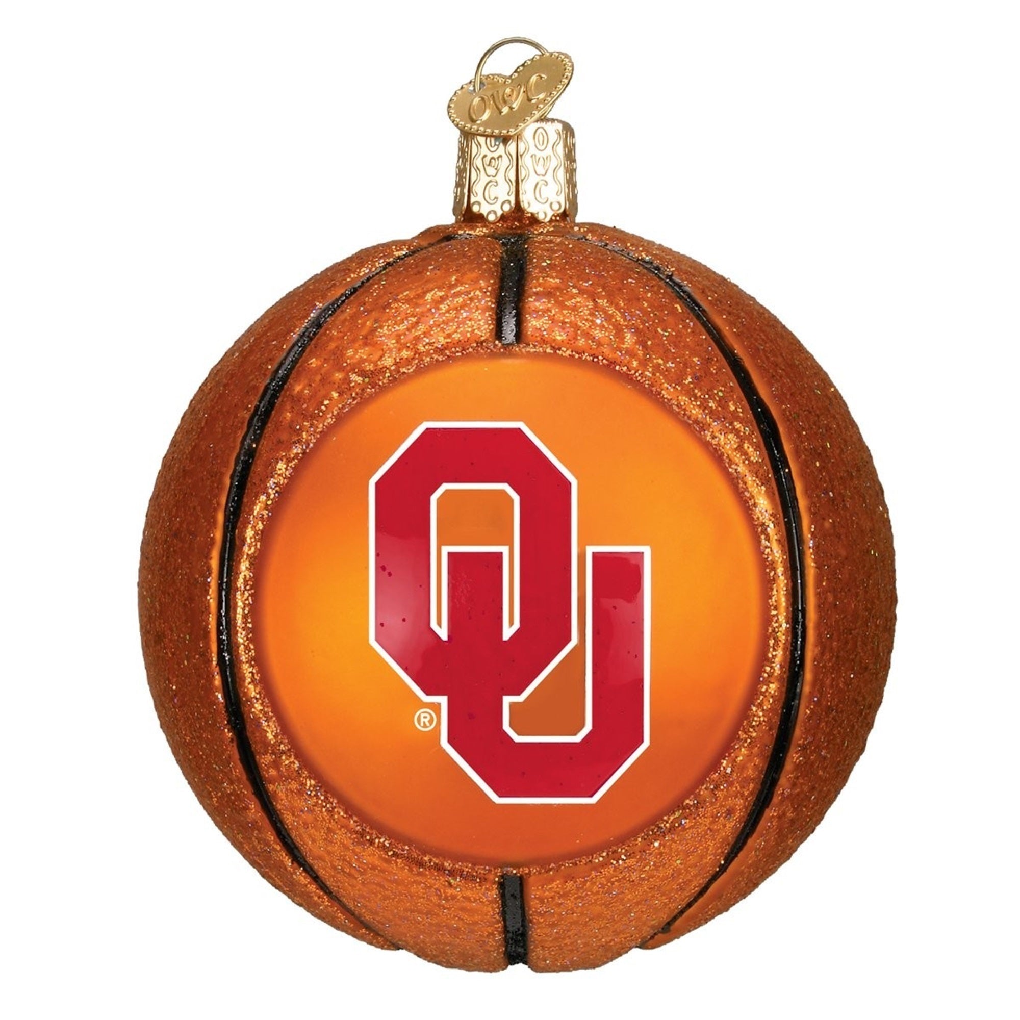 Old World Christmas Oklahoma Sooners Glass Basketball Ornament