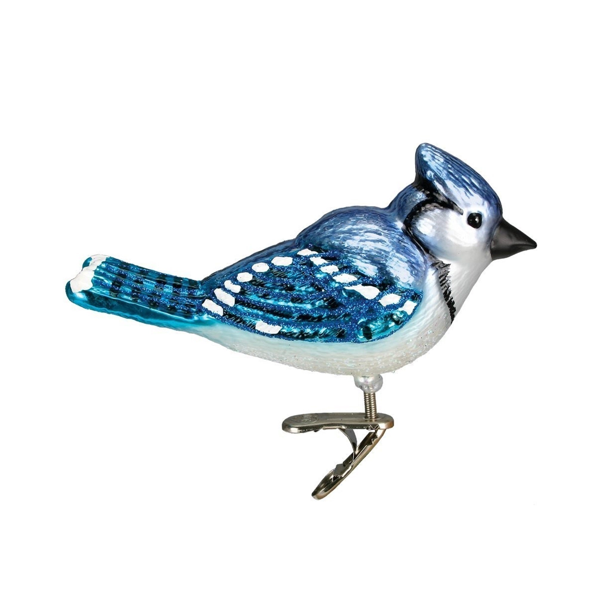 OWC Bird Watcher Collection Glass Ornaments for Christmas Tree Bright Blue Jay