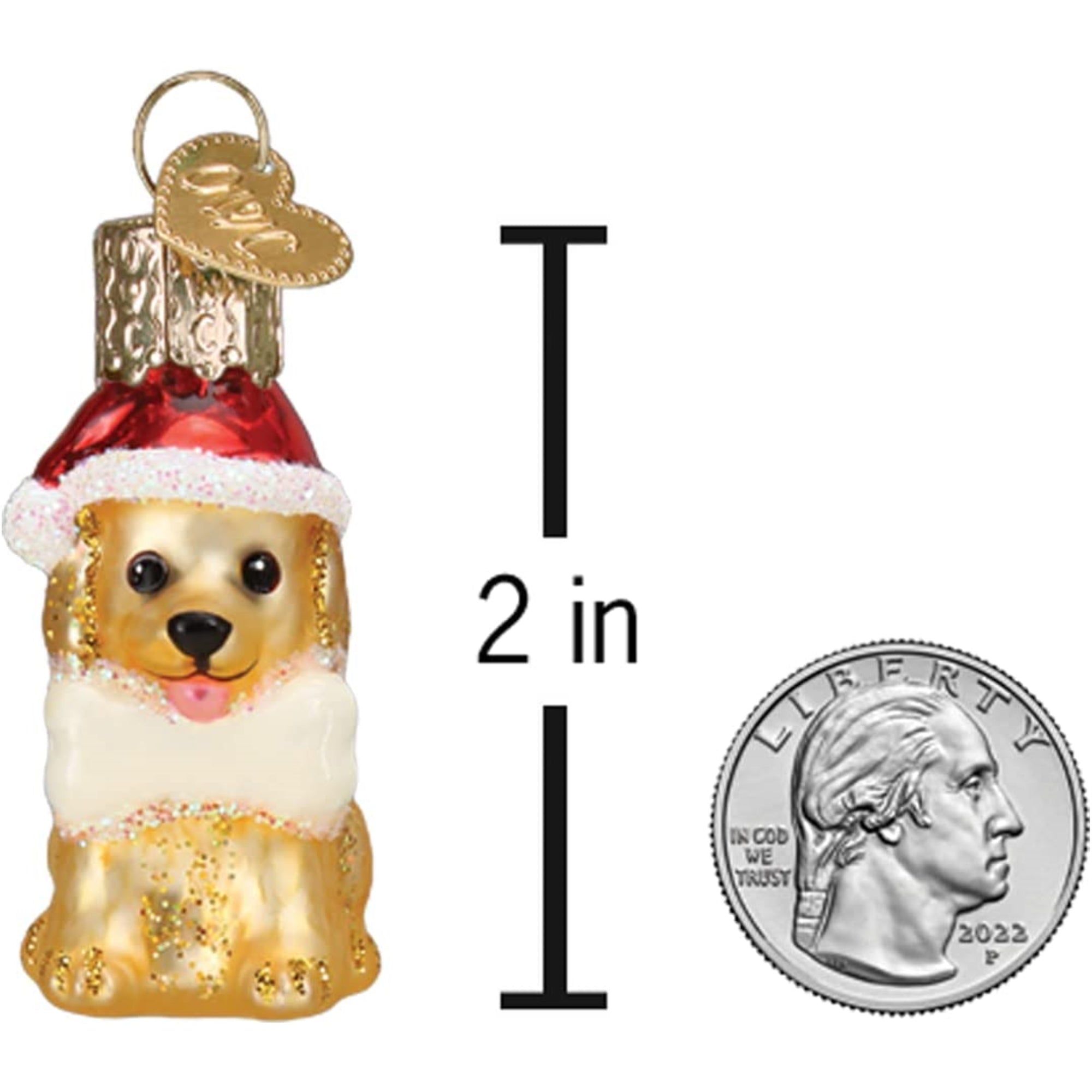 Old World Christmas Mini Glass Blown Jolly Pup Ornament, 2"