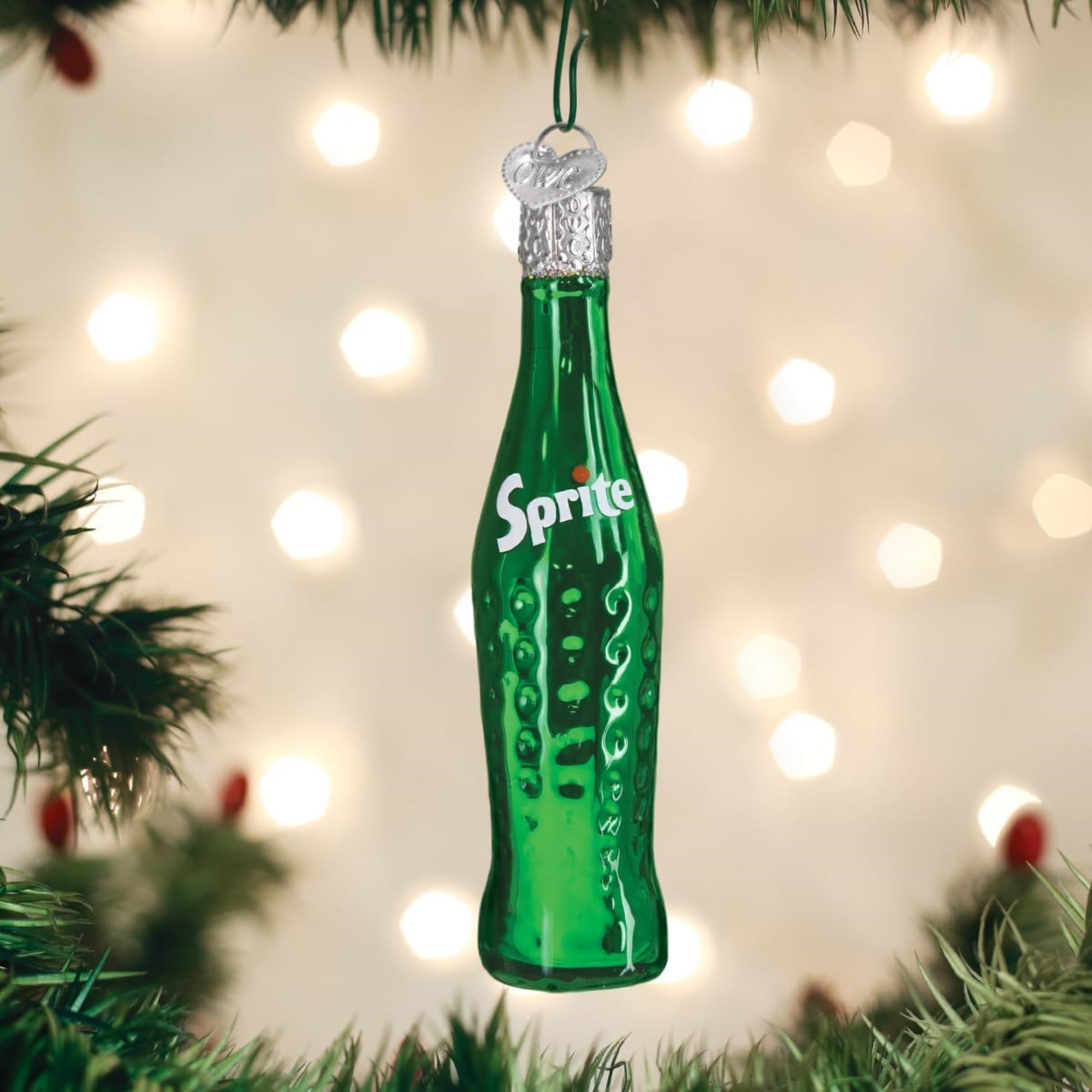 Old World Christmas Sprite Bottle Blown Glass Holiday Ornament