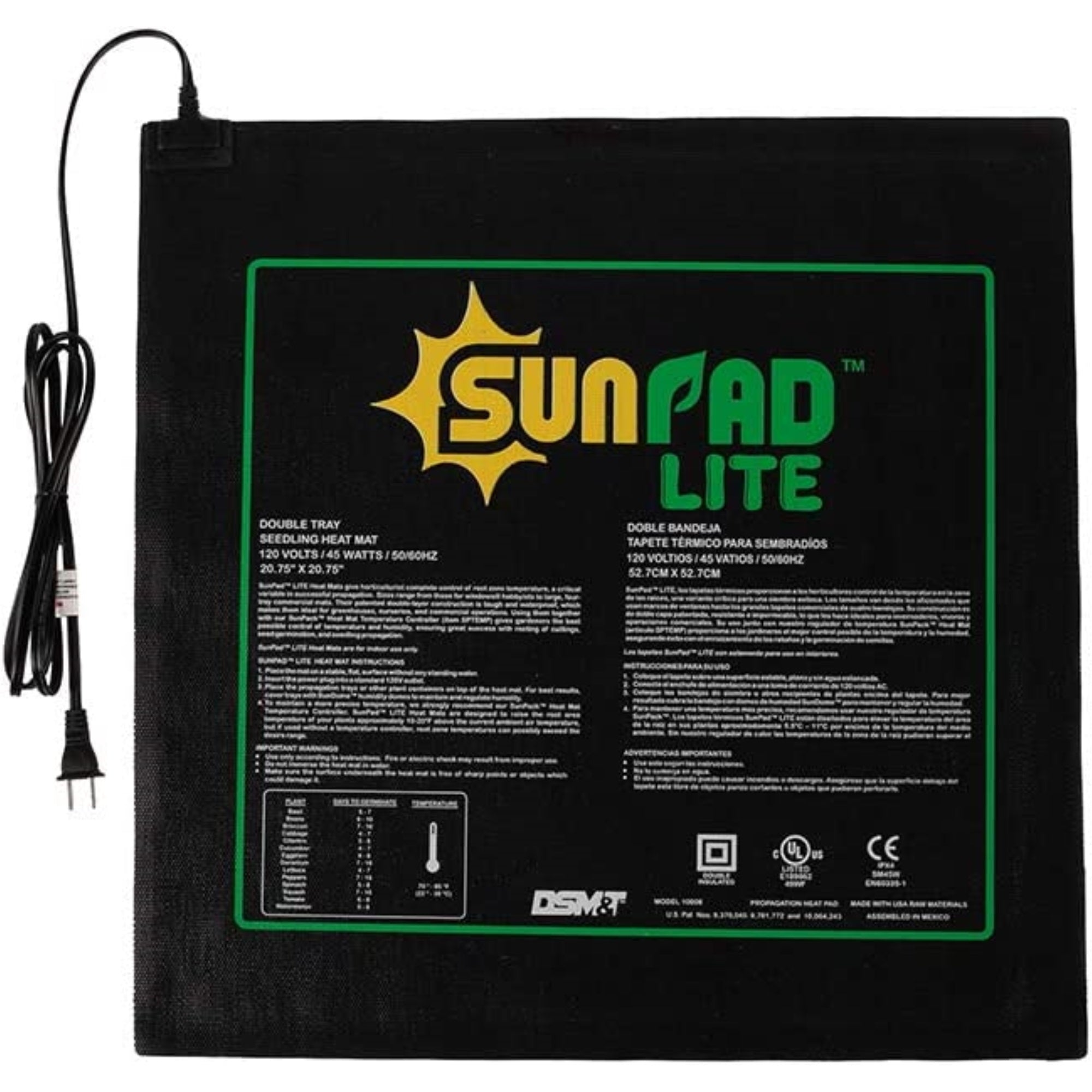 SunPad Lite 45W Propagation Heating Mat for Seeds, 20.75" x 20.75"