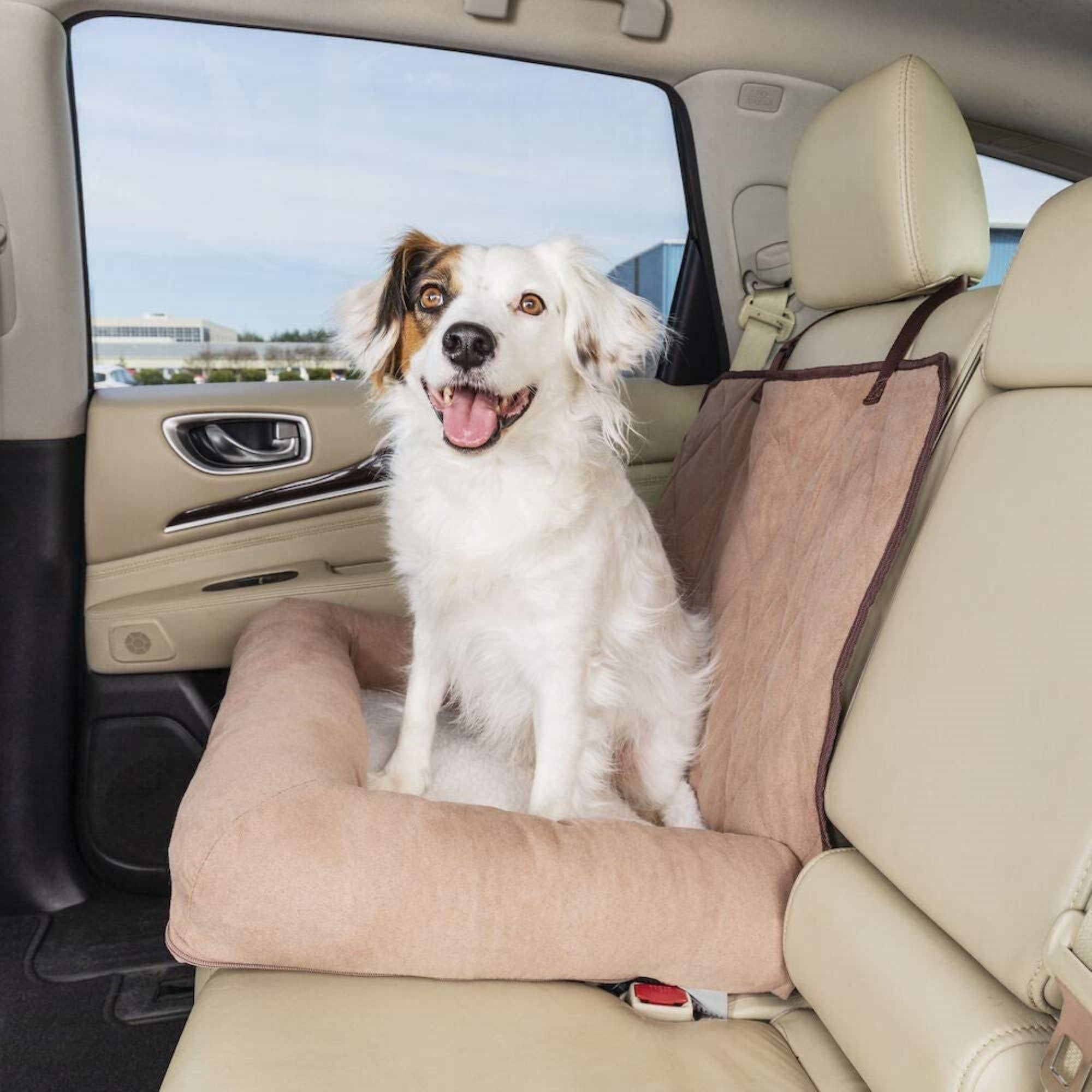 PetSafe Happy Ride Car Dog Bed For Cars and Trucks, Machine Washable, Tan