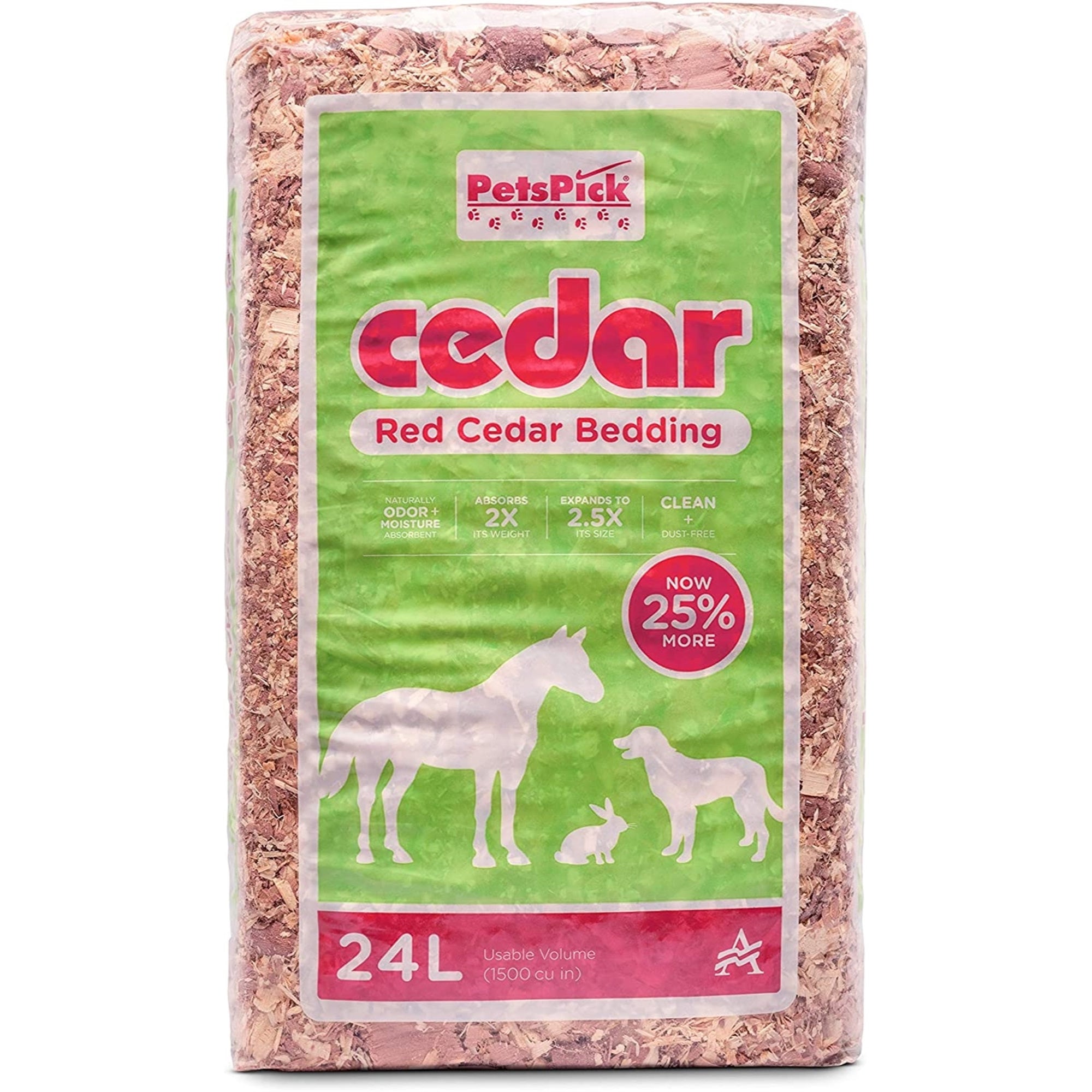 PetsPick Red Cedar Pet Bedding for Dogs, Horses, Small Animals, 24L