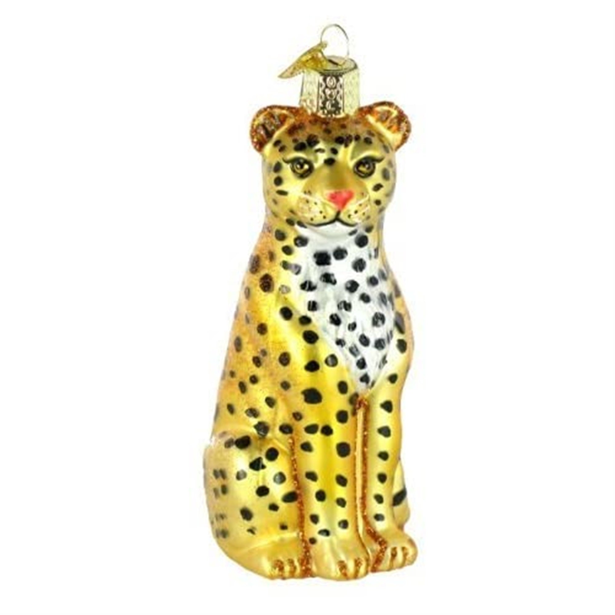 Old World Christmas Glass Blown Ornament Tree Leopard