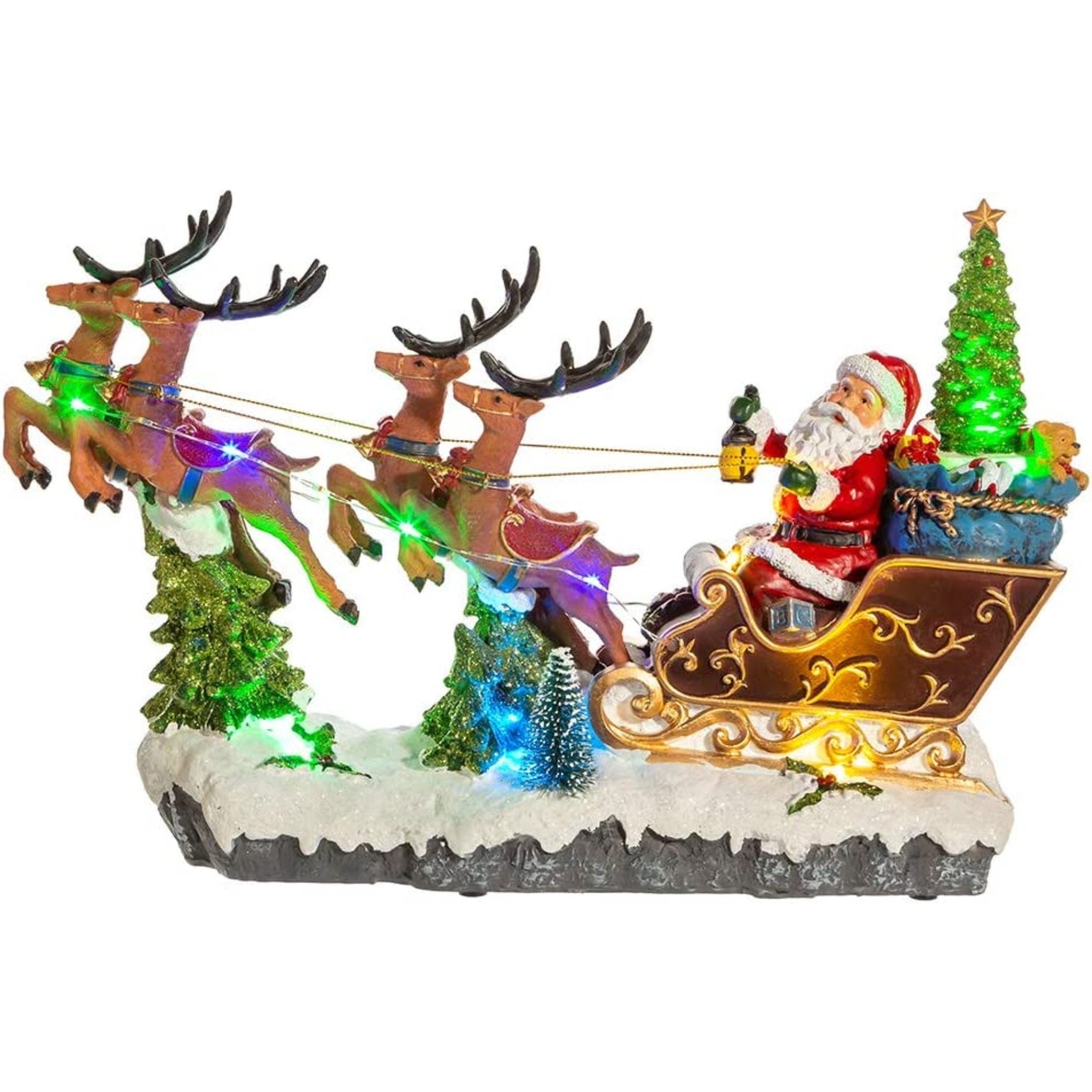 Kurt S. Adler 8.7-Inch Battery-Operated LED Musical Santa and Sleigh Table Piece