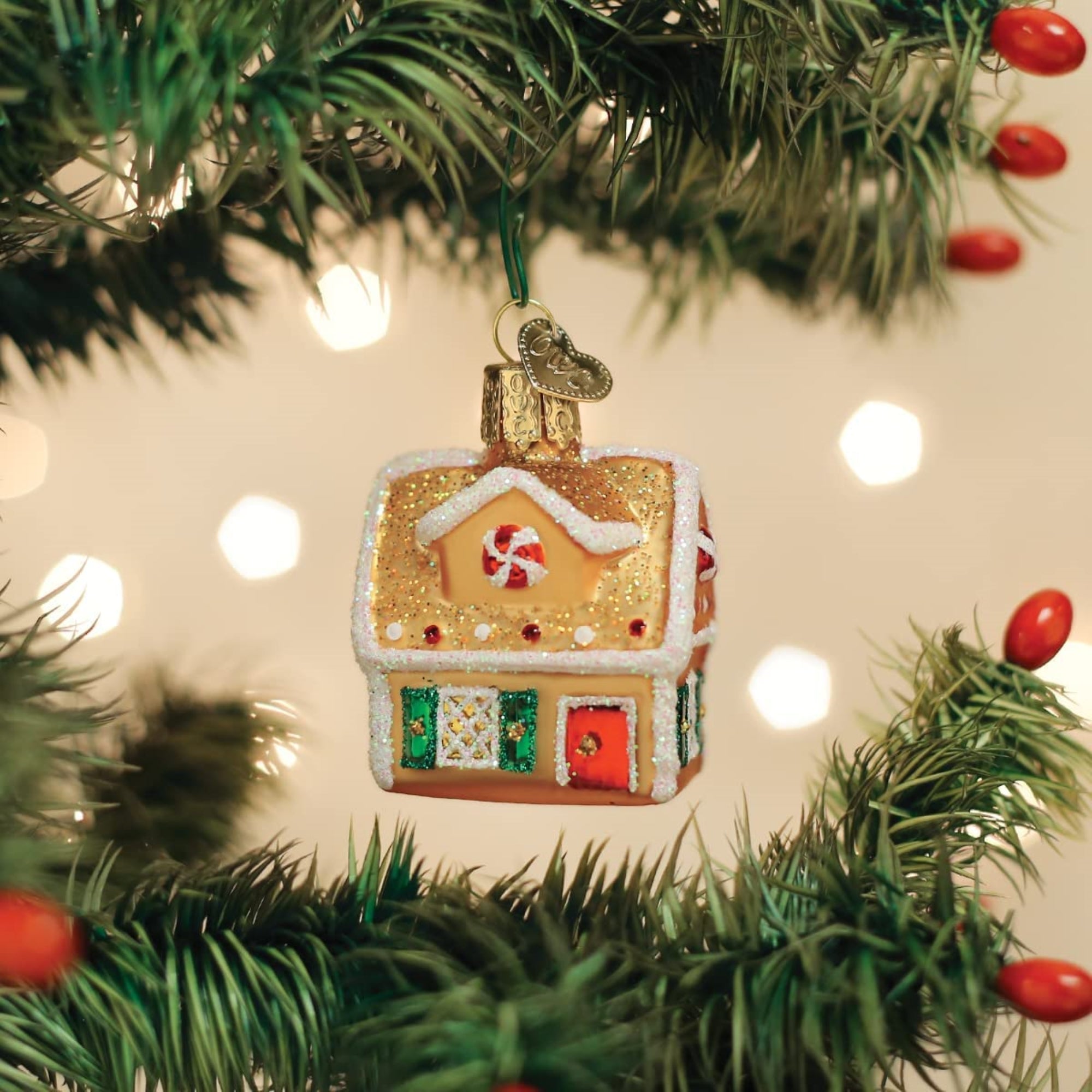 Old World Christmas Mini Glass Blown Gingerbread House, 2.25"