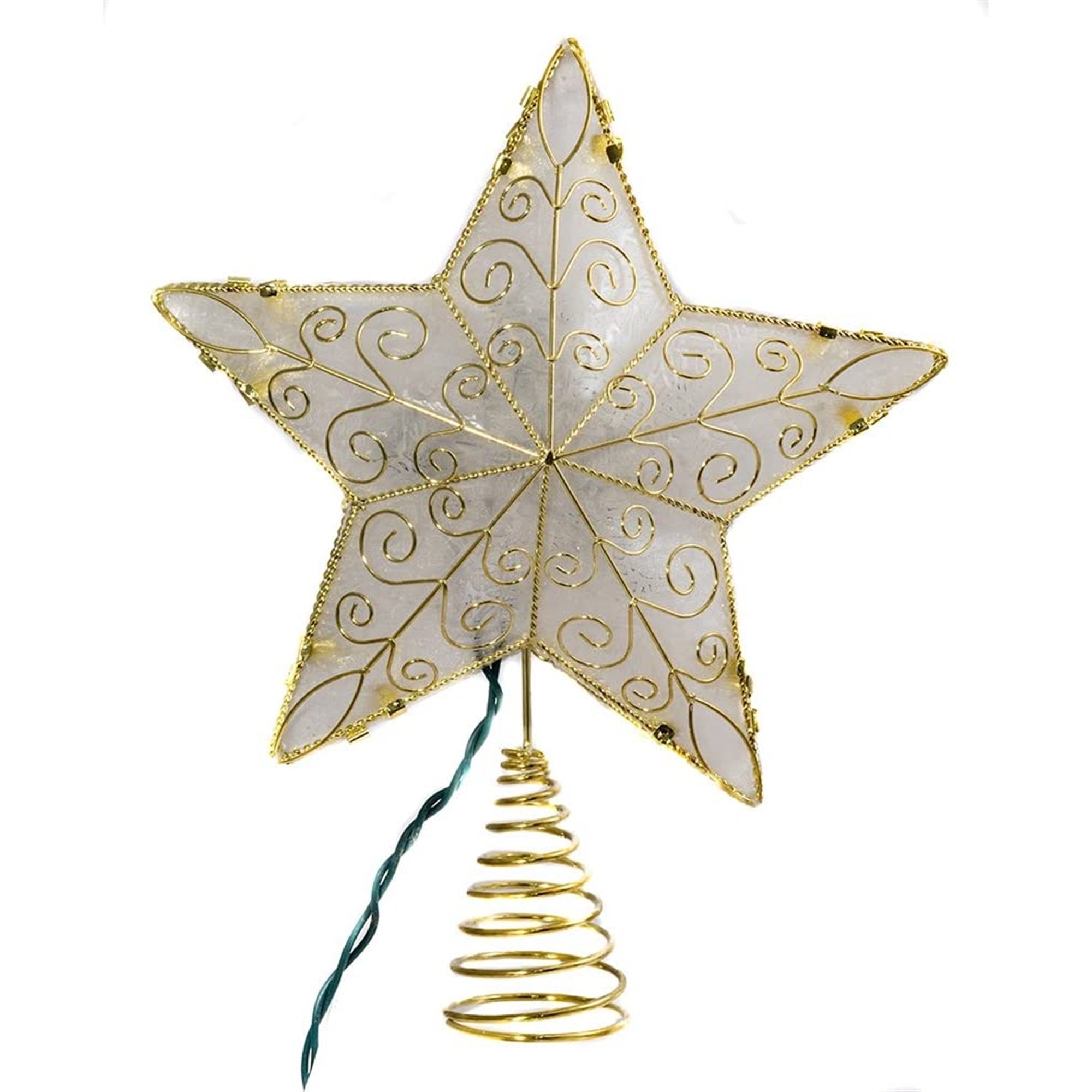 Kurt Adler 10-Light Gold Reflector Star Lighted Treetop, 8.5"