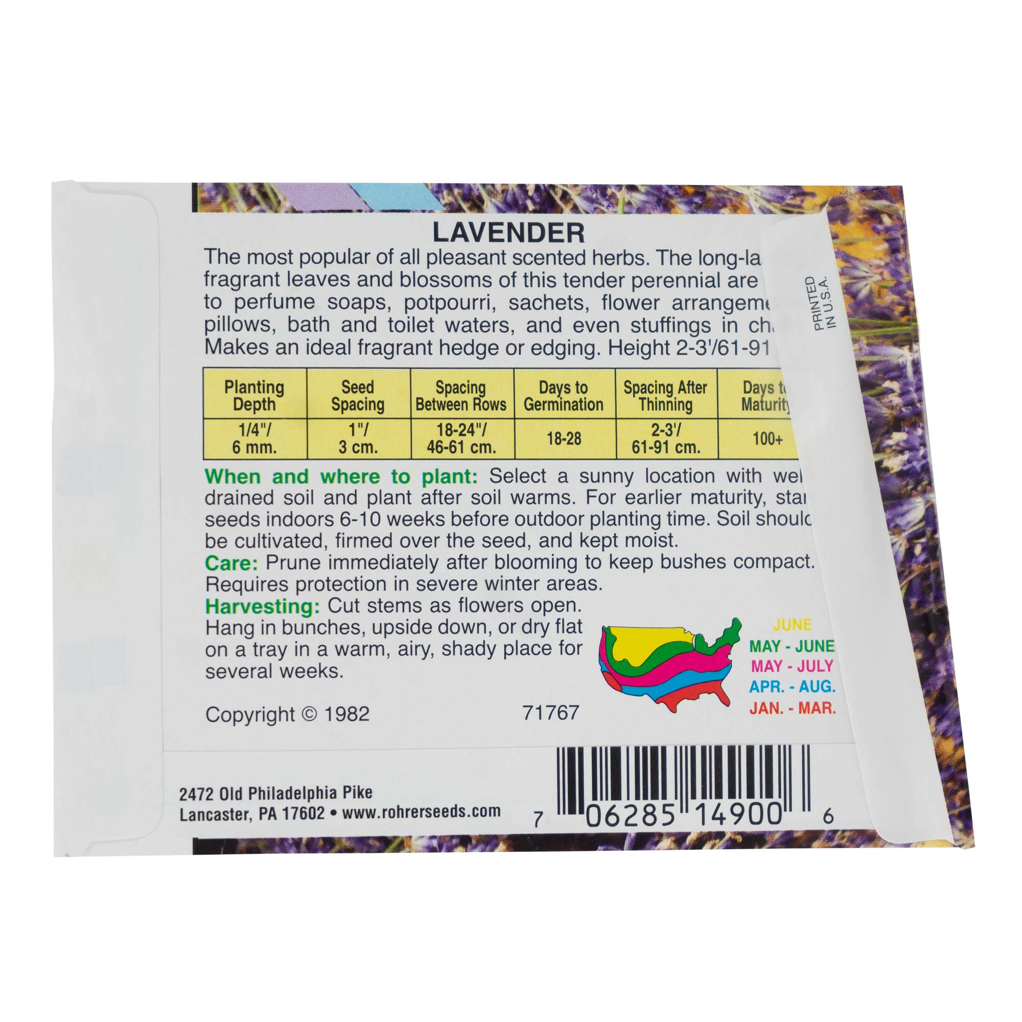 Rohrers Seed Herb Heirloom Non-GMO Lavender Vera Seeds Packet, 250mg (Approx. 300 Seeds/Packet)