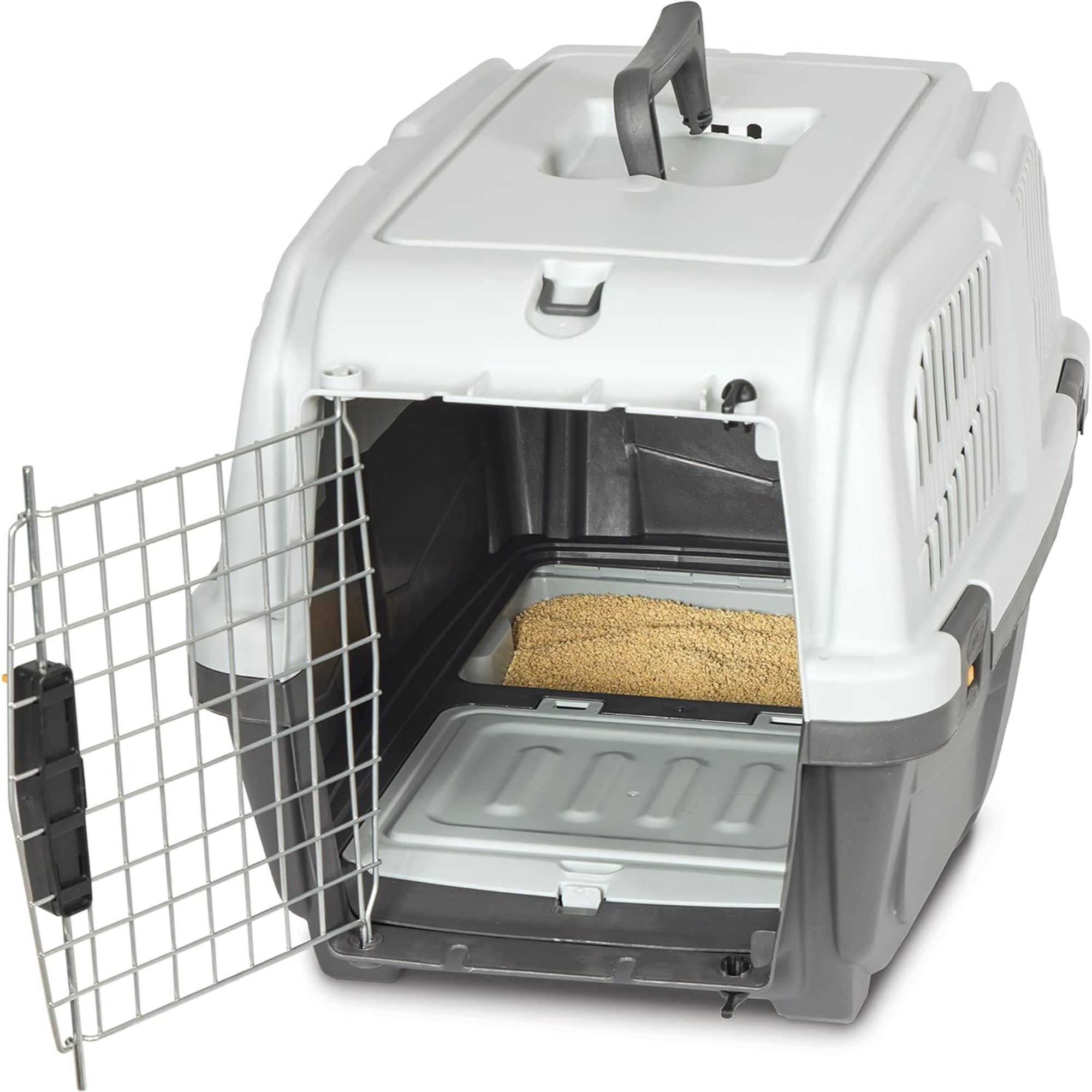 Midwest Homes Skudo Plastic Cat Travel Carrier with Integrated Litter Pan, 24"