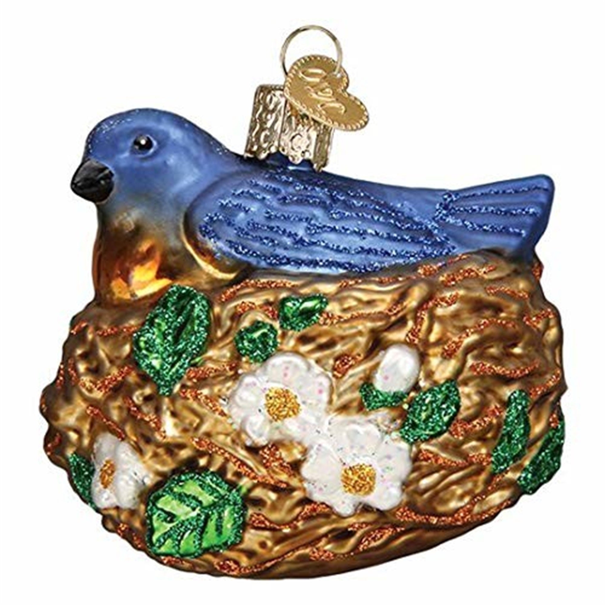 Old World Christmas Glass Blown Bird in a Nest Ornament