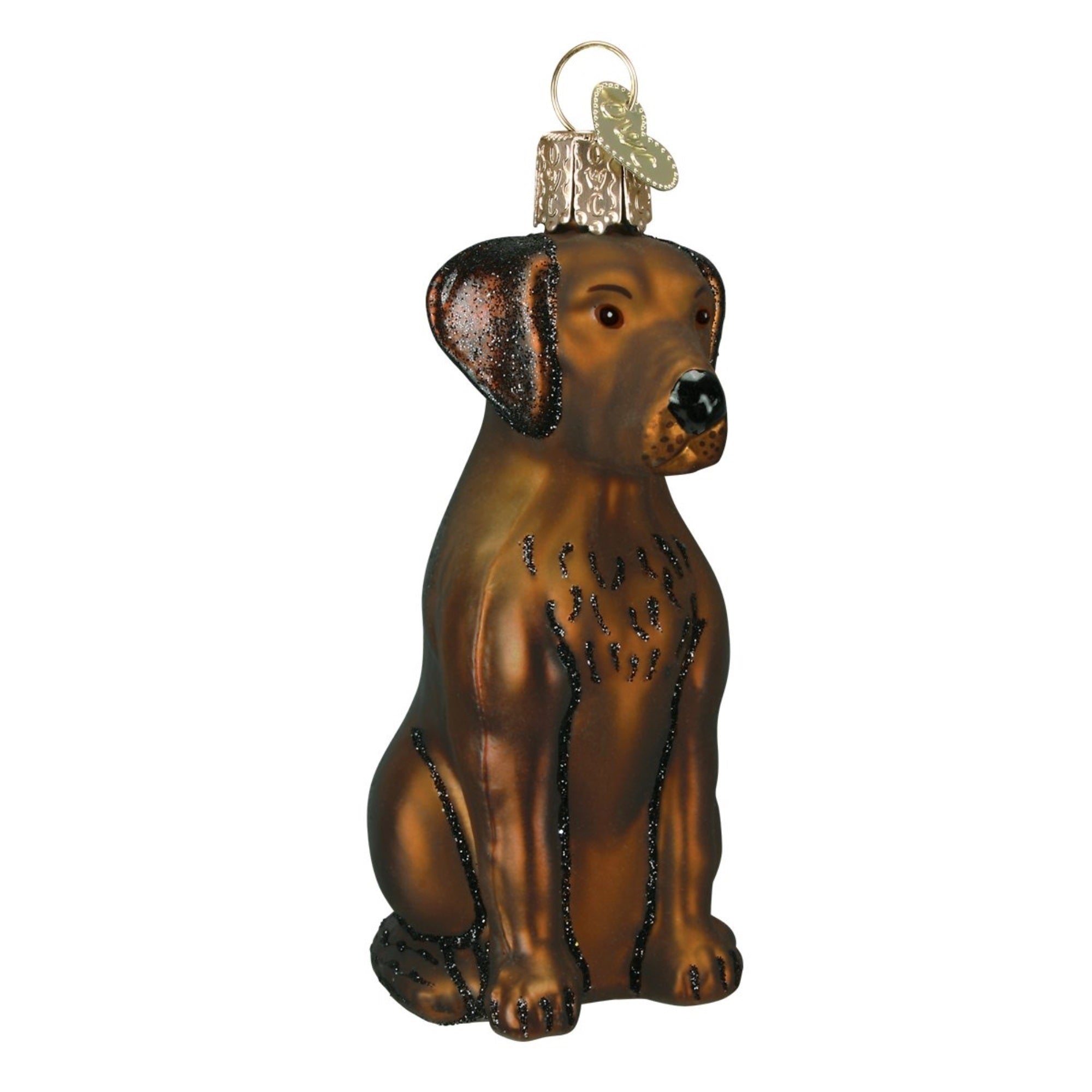 Old World Christmas Glass Blown Chocolate Labrador Ornament