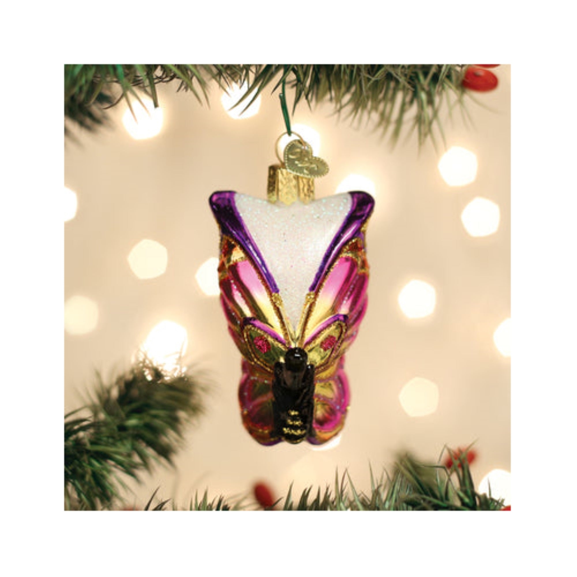 Old World Christmas Bright Butterfly Blown Glass Holiday Ornament For Tree