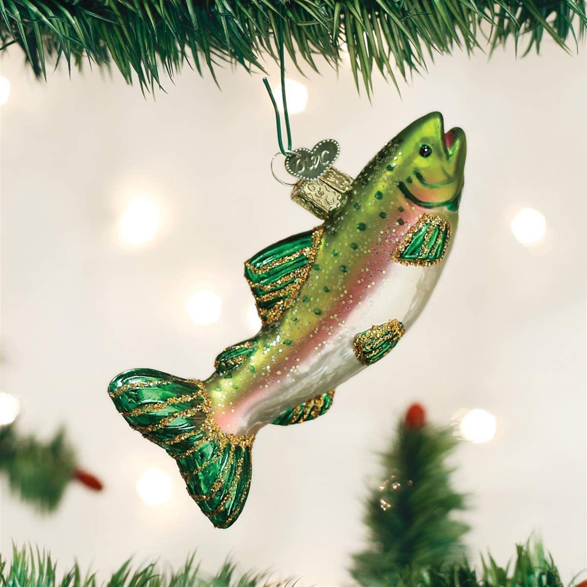 Old World Christmas Glass Blown Alpine Rainbow Trout Ornament