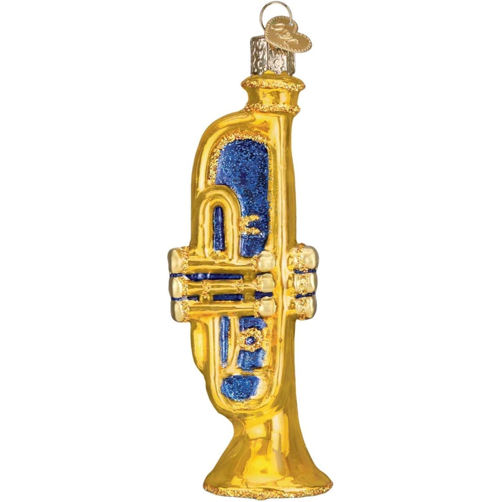 Old World Christmas Glass Blown Golden Trumpet, 4.75"