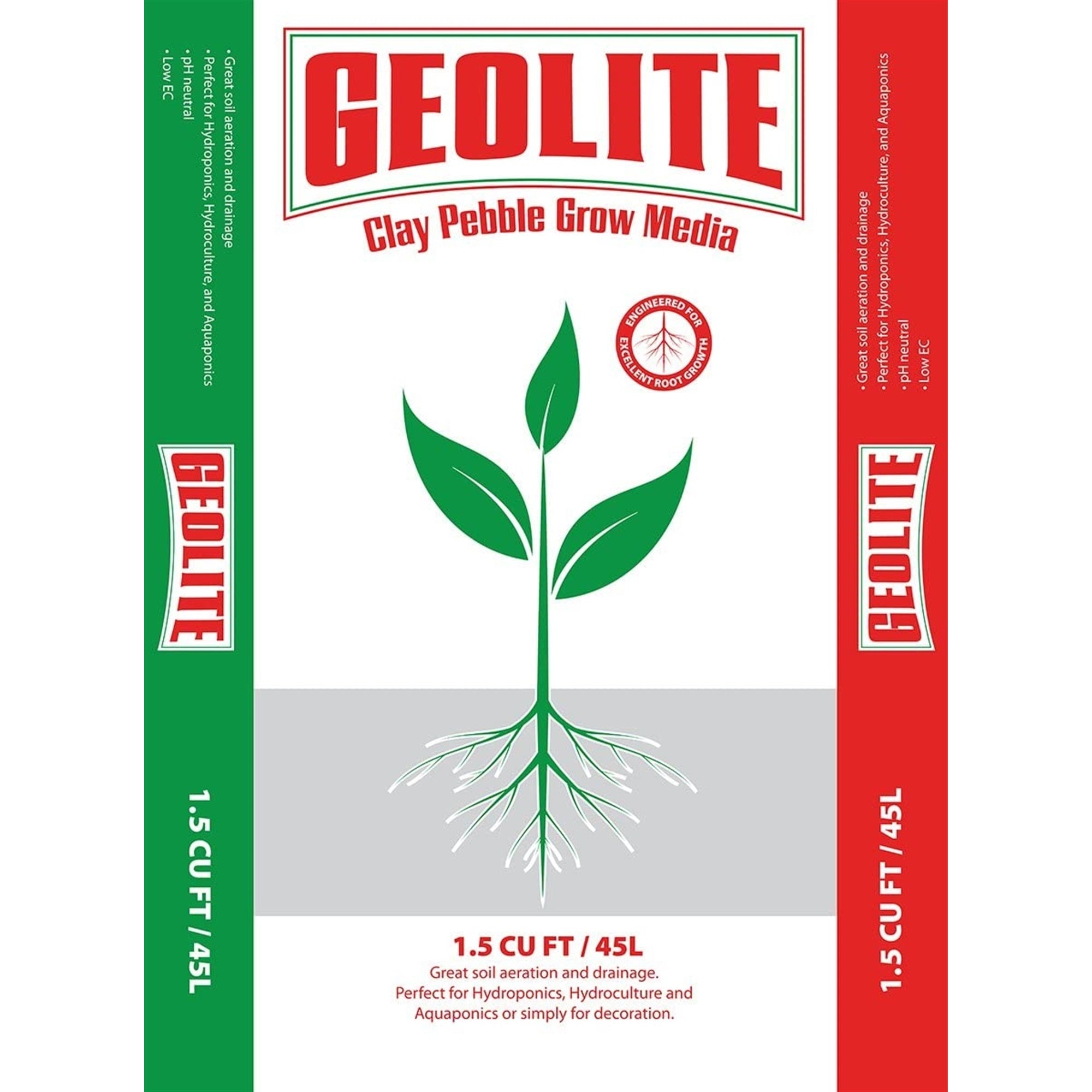 Geolite Clay Pebbles Growing Media, Grey, 45 Liter Bag