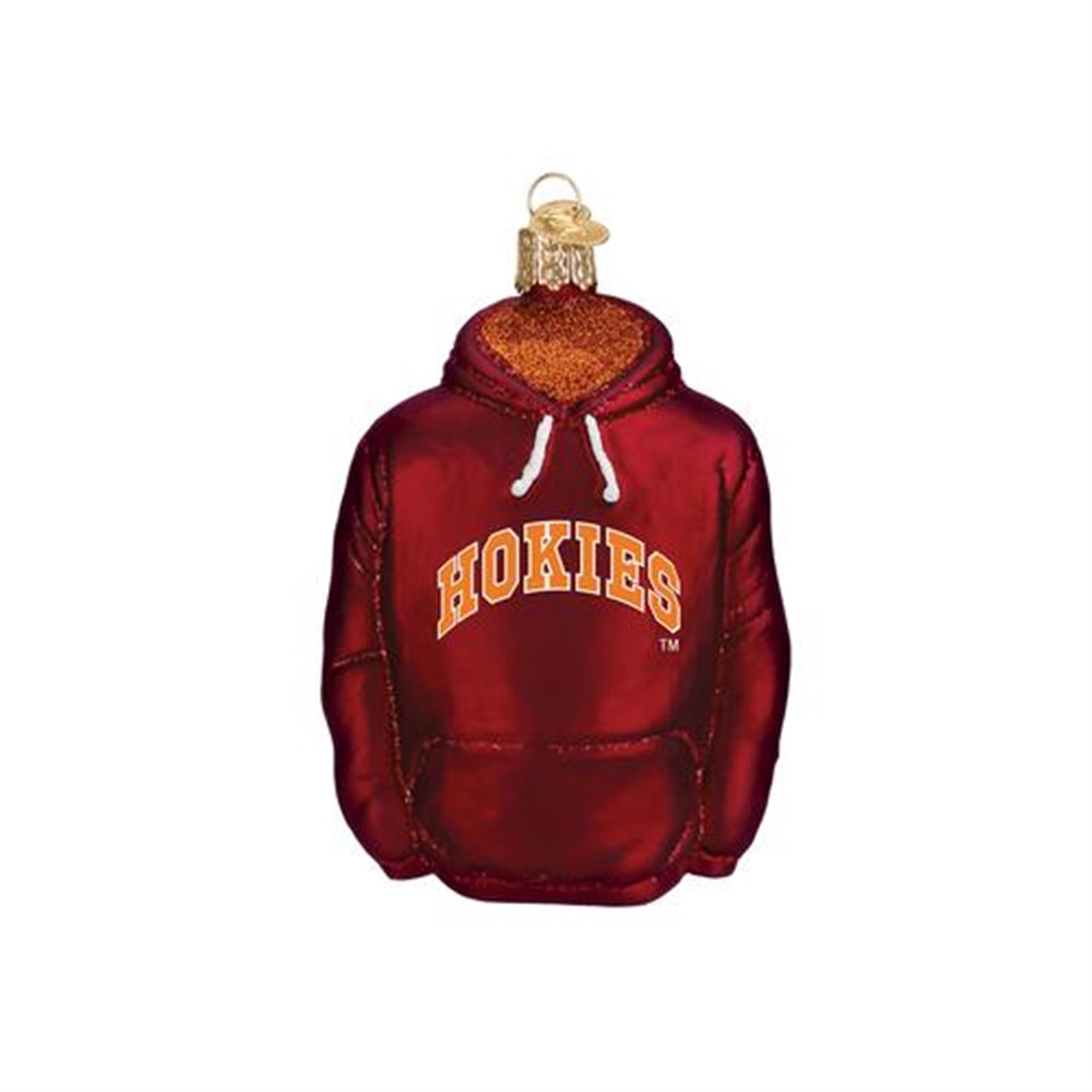 Old World Christmas Glass Blown Ornament Virginia Tech Hoodie, 4.5"
