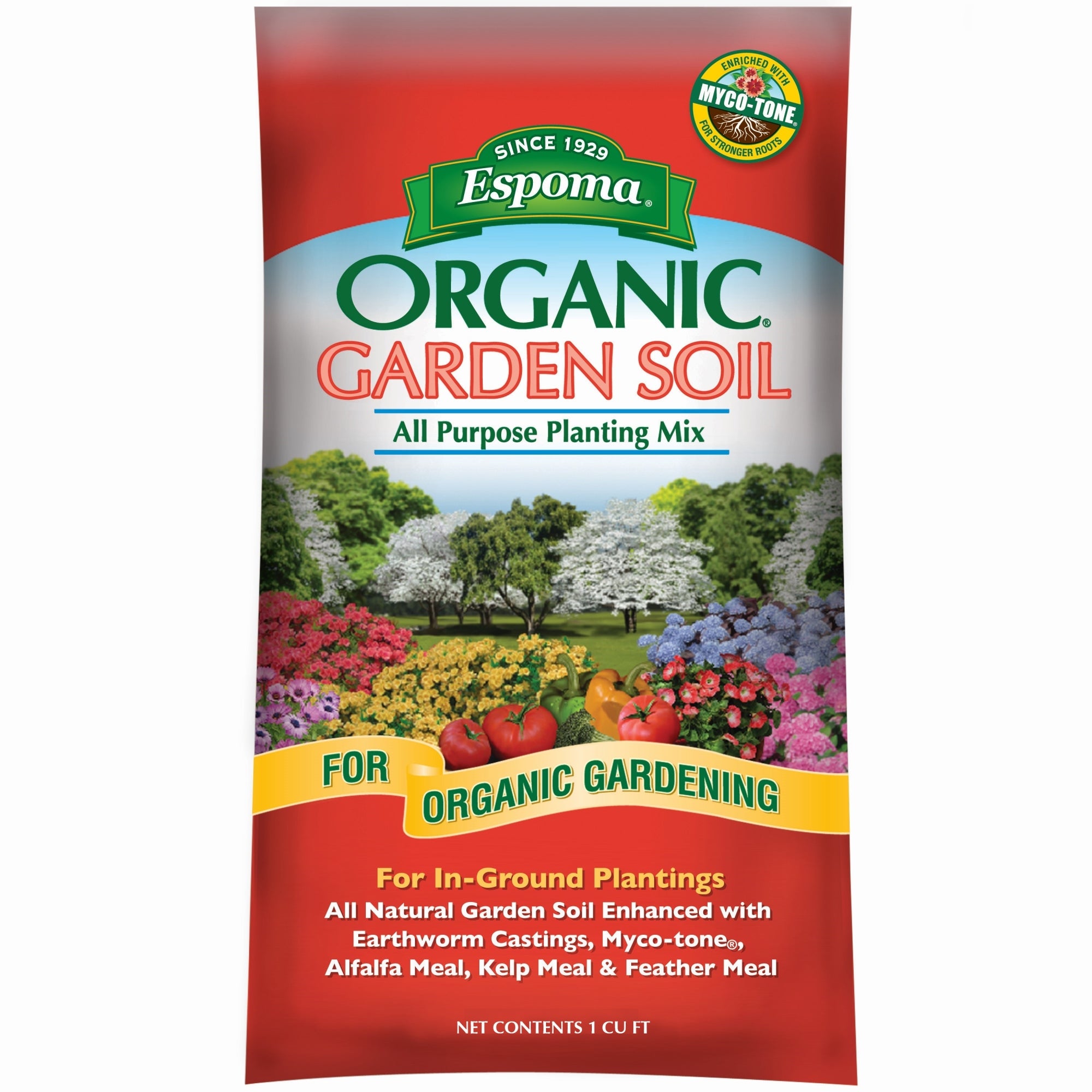 Espoma Organic All-Purpose Garden Soil Natural and Organic in Ground Planting Mix, for use when Planting & Transplanting, for Organic Gardening, 1 CF Bag