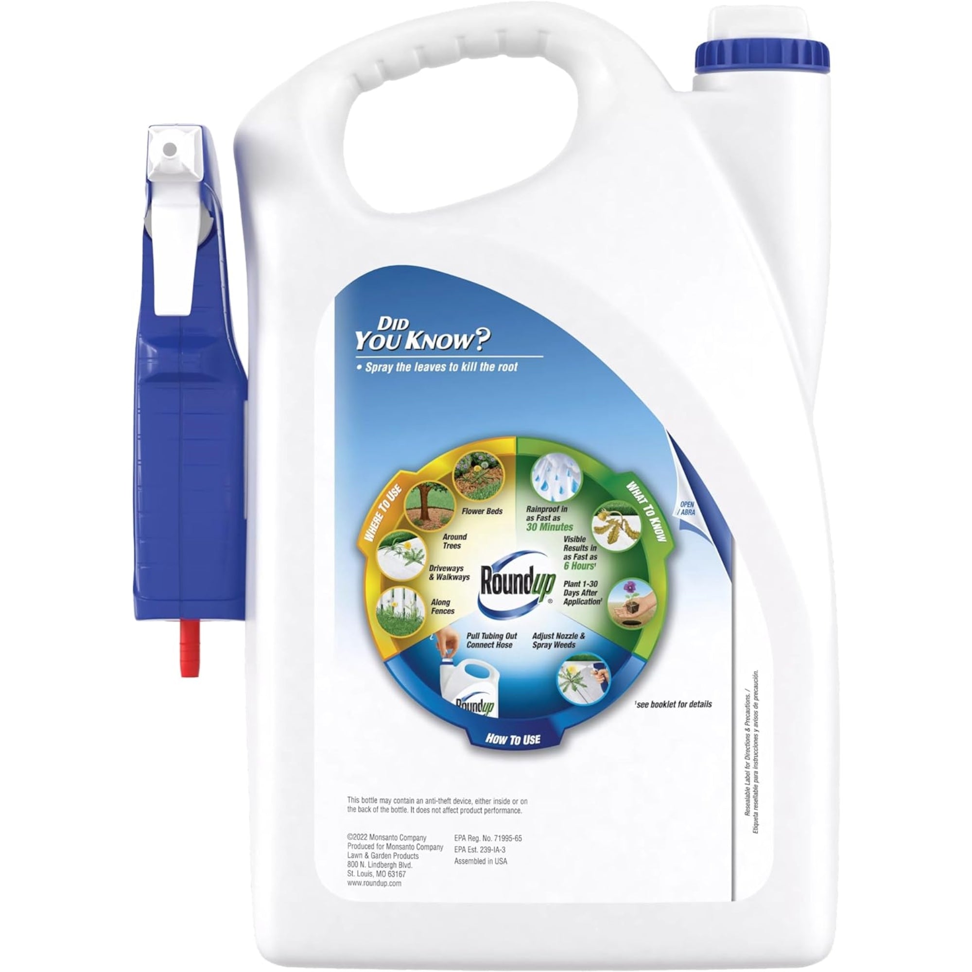 Roundup Weed & Grass Killer with Trigger Sprayer, Best Around Flower Beds, Trees, and Driveways, 1 Gal
