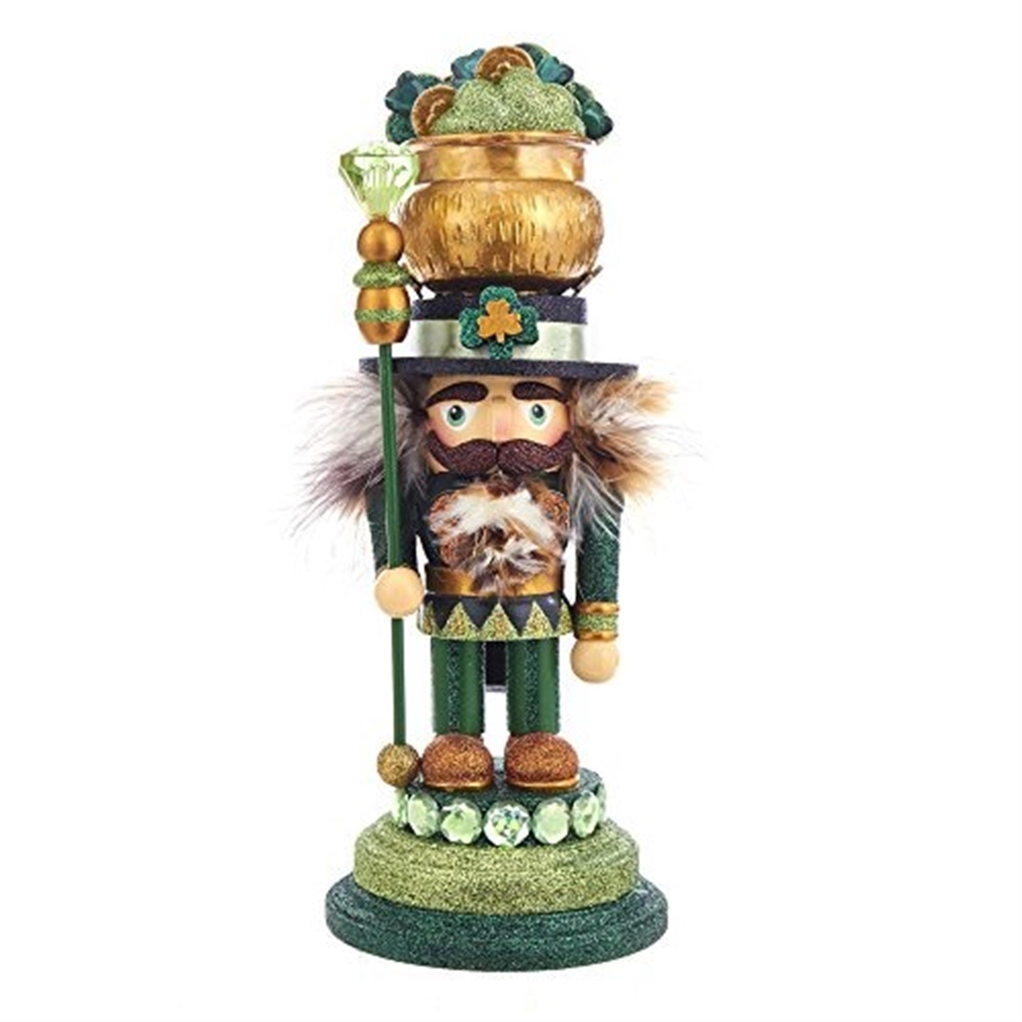 Kurt Adler Hollywood Nutcrackers, Irish Nutcracker with Pot of Gold Hat, 12"