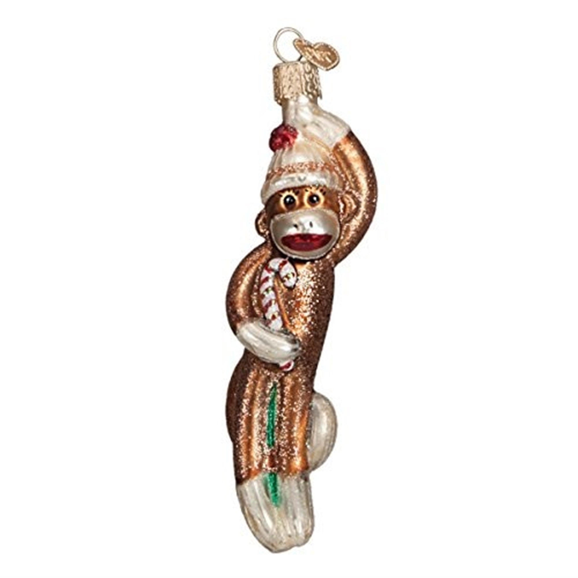 Old World Christmas Sock Monkey Glass Blown Ornament