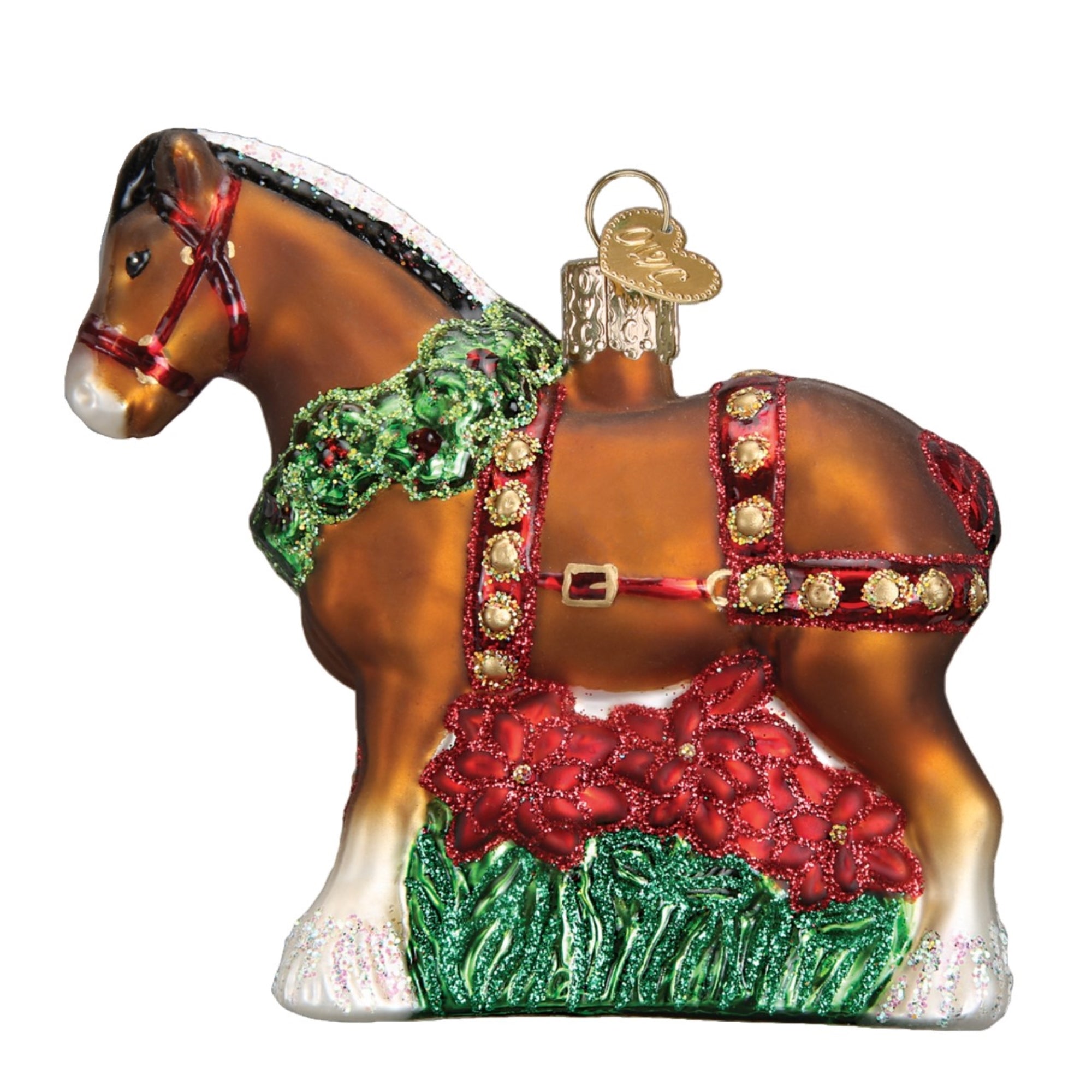 Old World Christmas Holiday Clydesdale Glass Blown Ornament