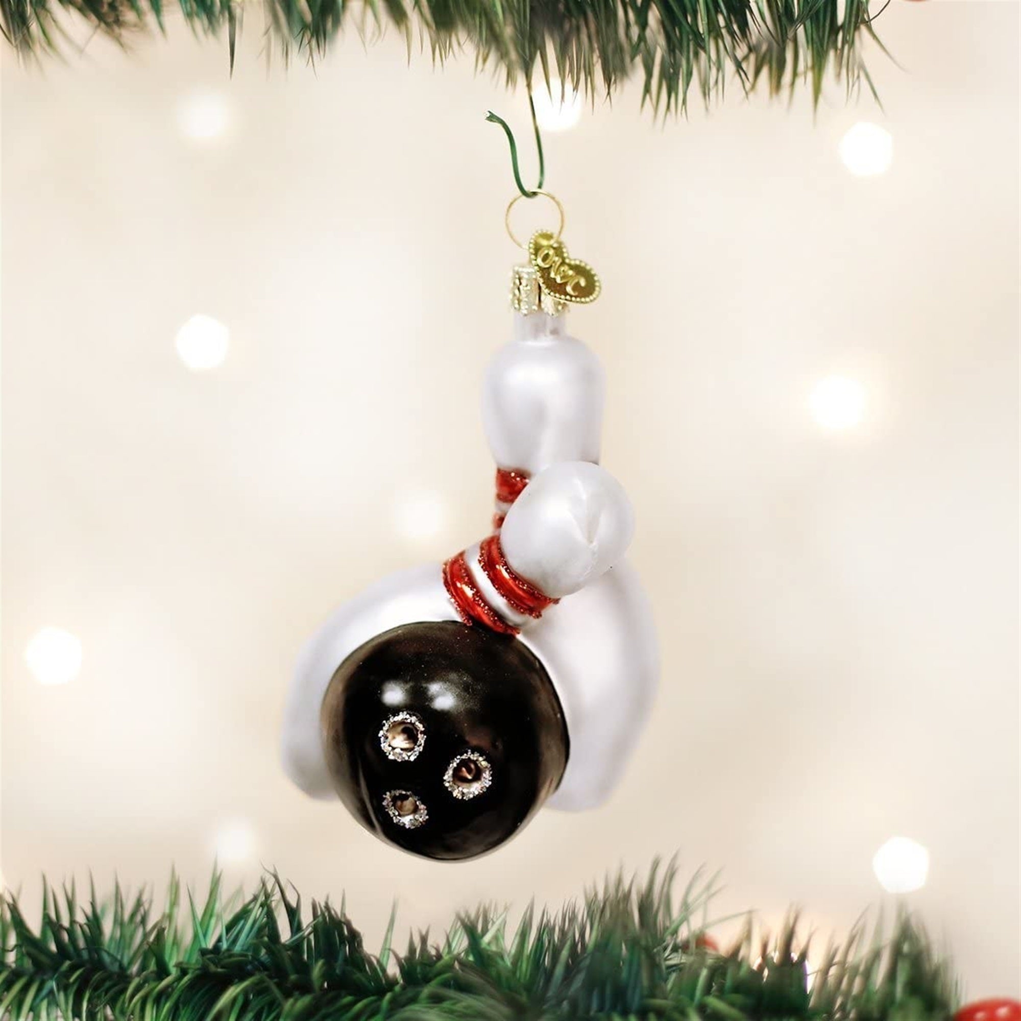 Old World Christmas Bowling Ball & Pins Glass Blown Ornament