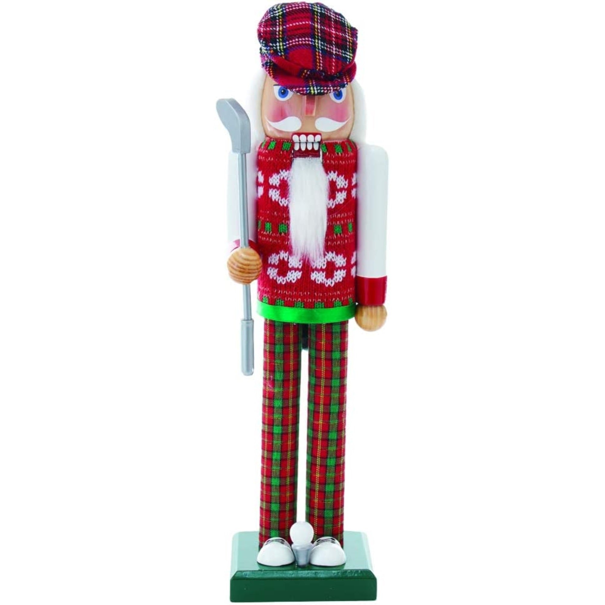 Kurt Adler Wooden Nutcracker, Red and Green Golfer 15"