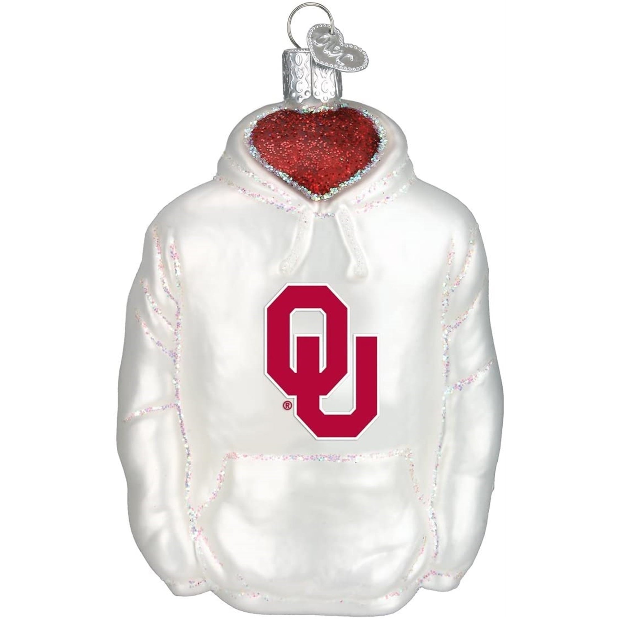 Old World Christmas Glass Blown Ornament (#60403) Oklahoma Hoodie, 4.5"