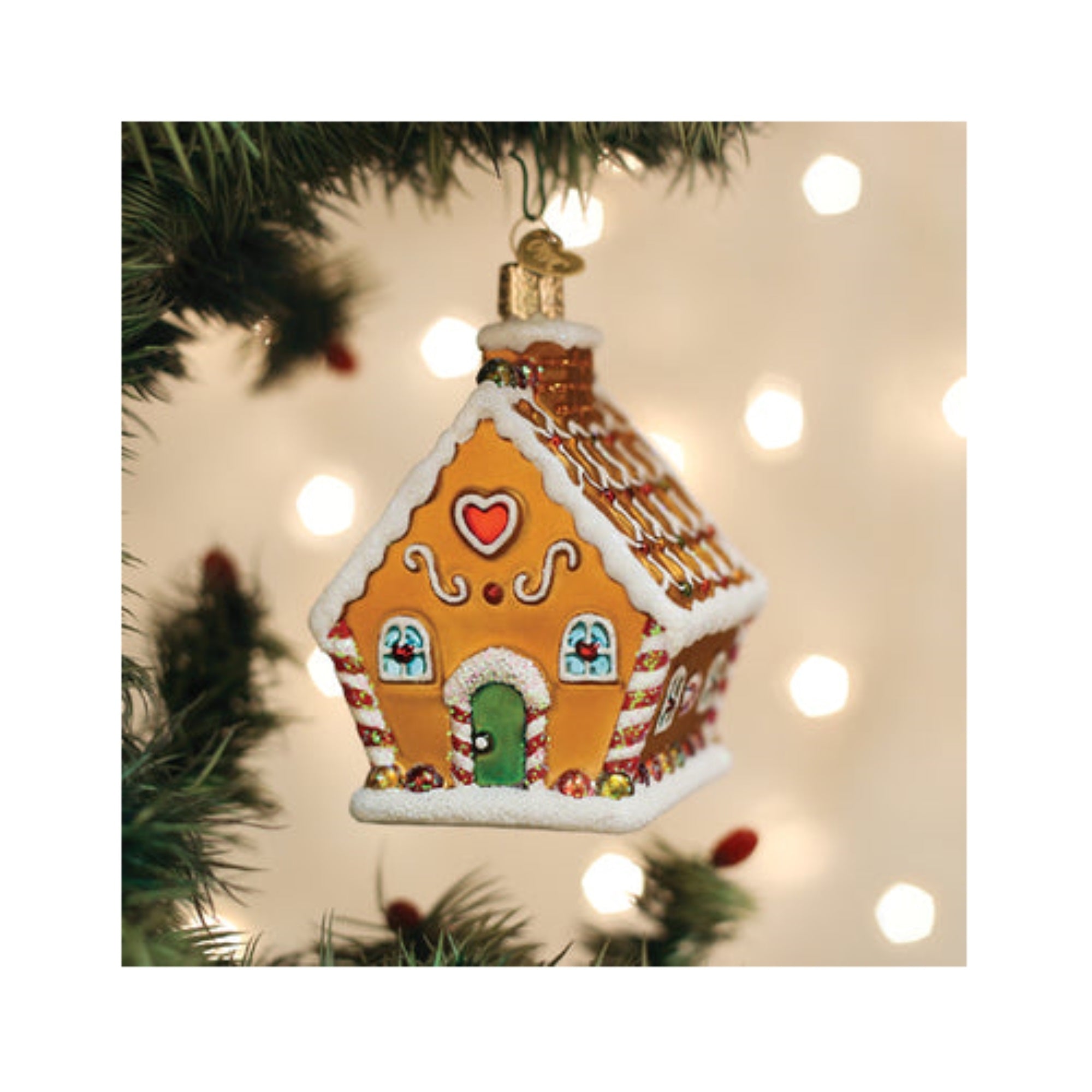 Old World Christmas Sweet Gingerbread Cottage Blown Glass Holiday Ornament For Tree