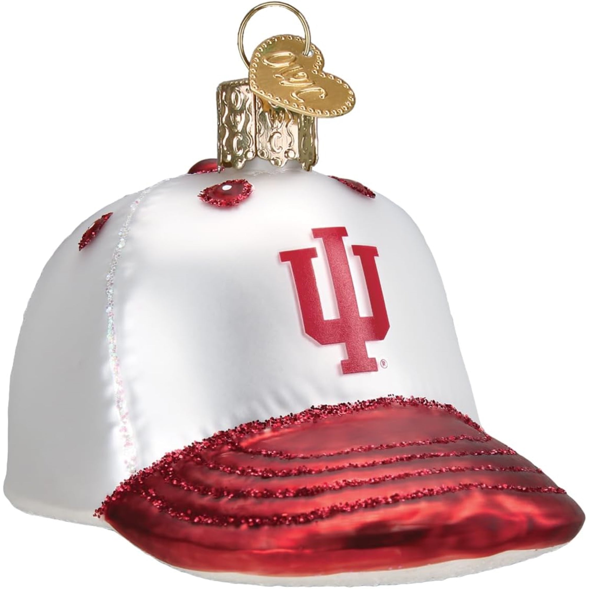 Old World Christmas Indiana Baseball Cap Glass Blown Ornament for Christmas Tree