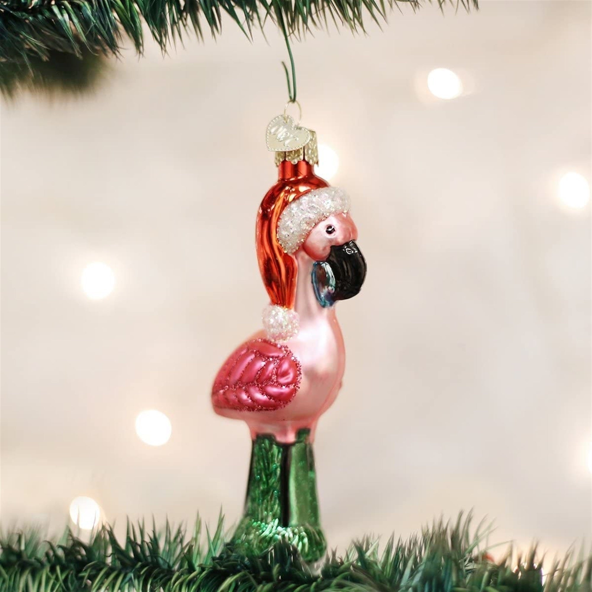 Old World Christmas Blown Glass Christmas Ornament, Yard Flamingo