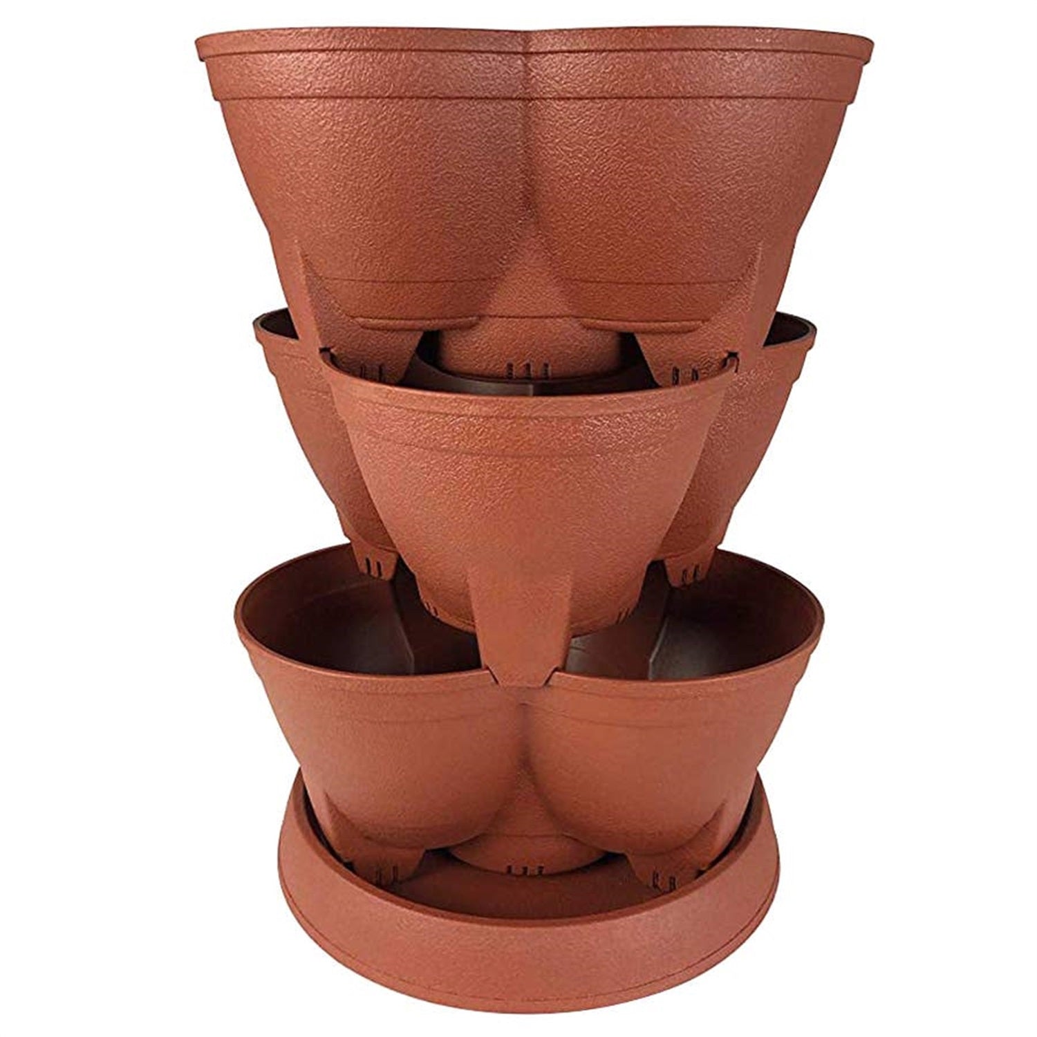 The HC Companies Stack-A-Pots Stackable Planter, Brick, 30 Quart Capacity