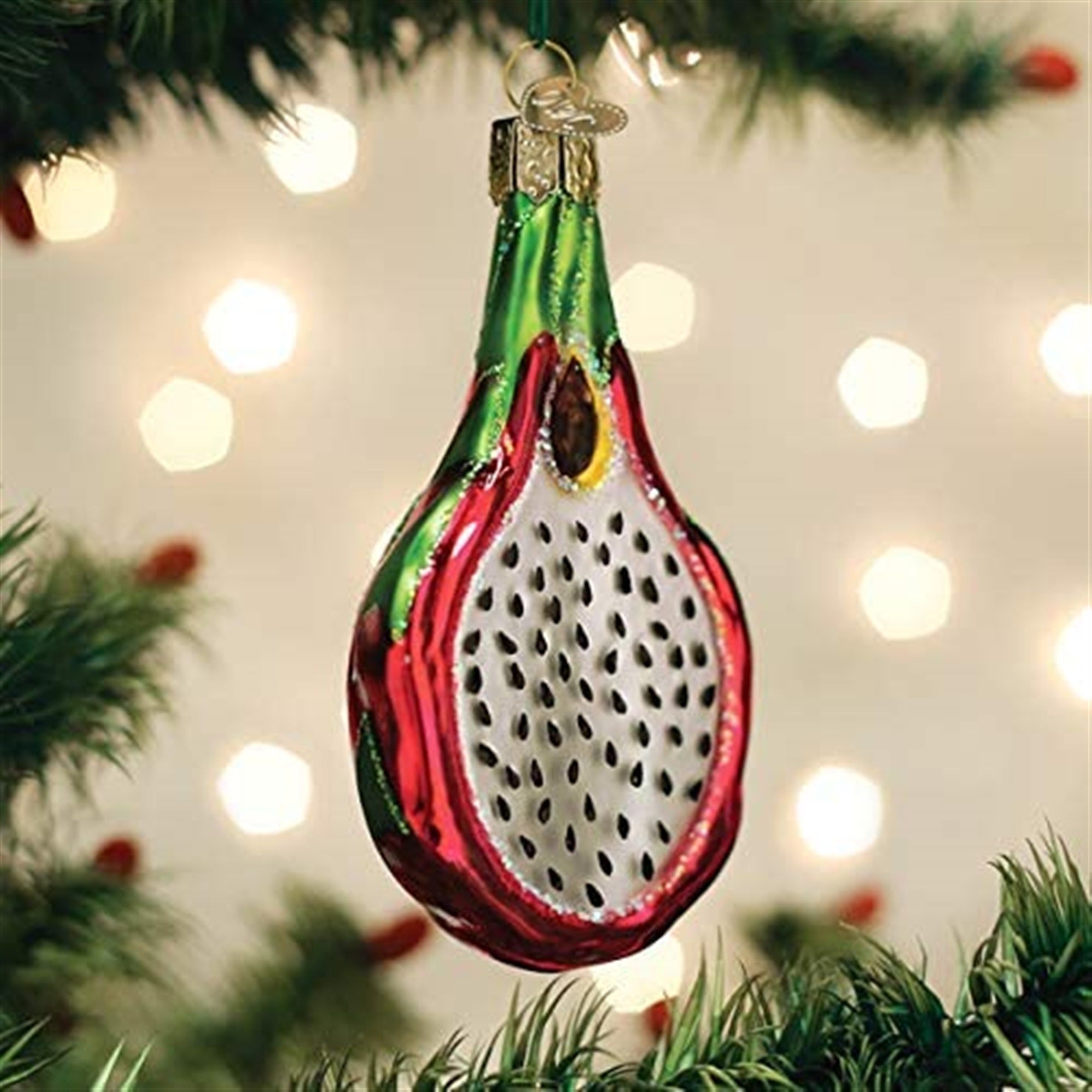 Old World Christmas Glass Blown Christmas Ornament, Dragon Fruit, 4"