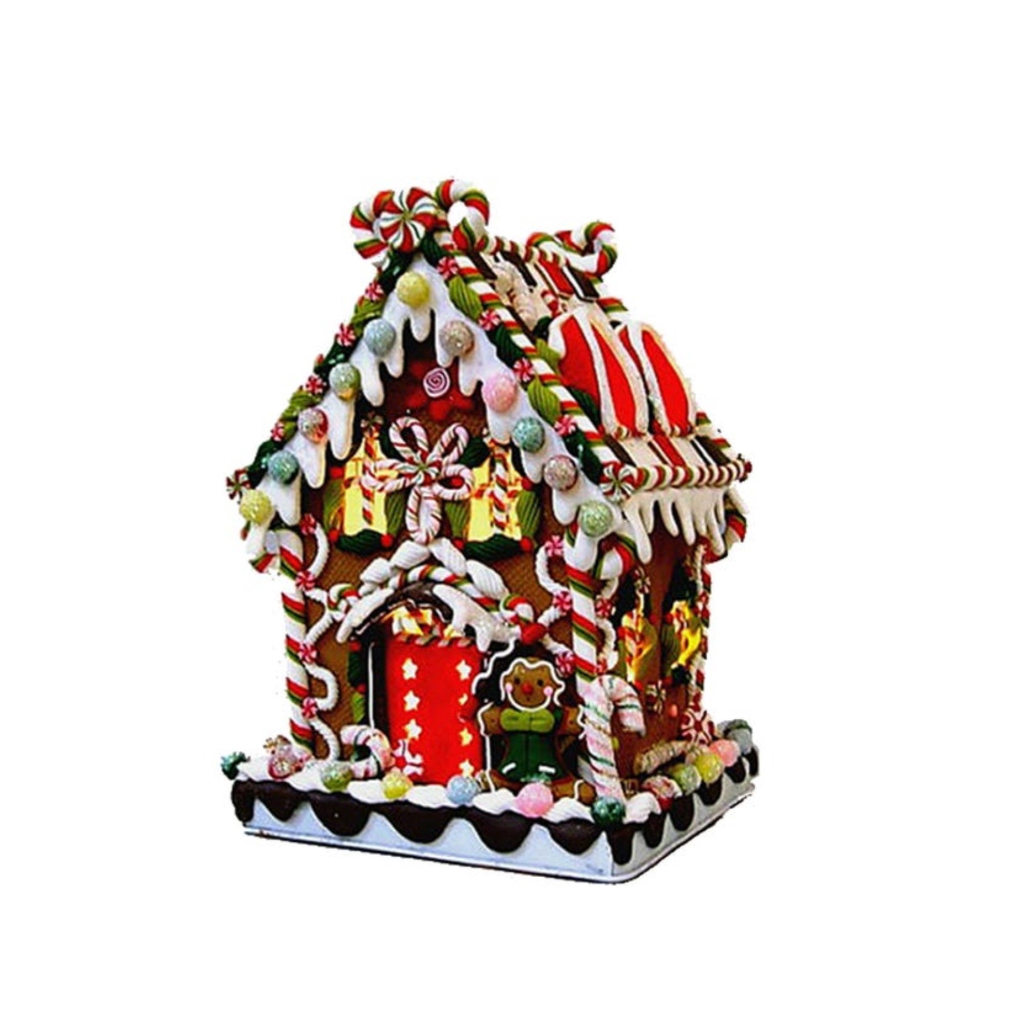 Kurt Adler 8 5/8-Inch Claydough and Metal Candy House with C7 Lighted Decorations