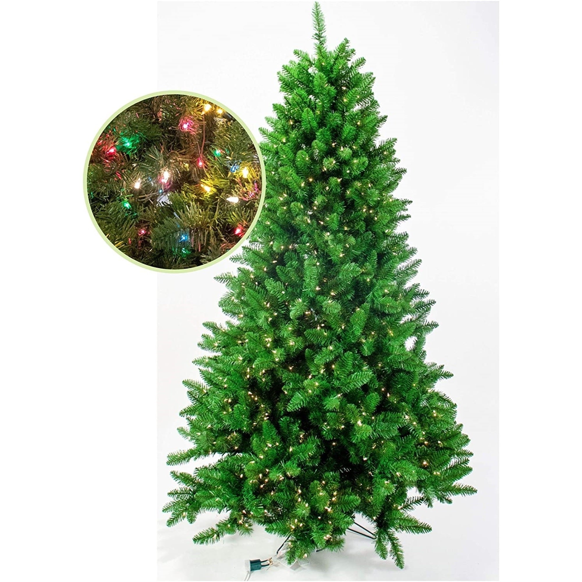 Garden Elements Artificial Pre-Lit Penn Spruce Christmas Tree, 1532 Tips, 1200 Multi-Colored Lights, 7.5 ft