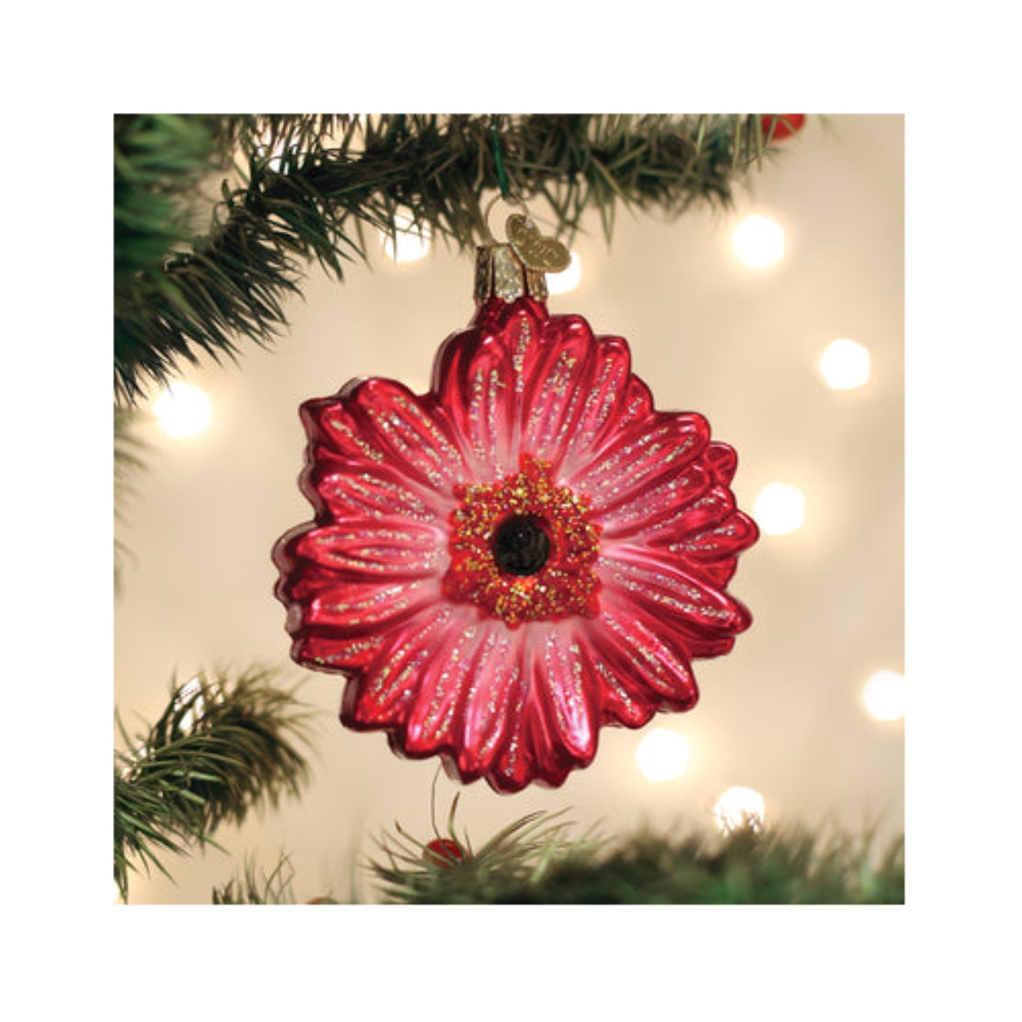 Old World Christmas Gerbera Daisy Blown Glass Holiday Ornament For Tree