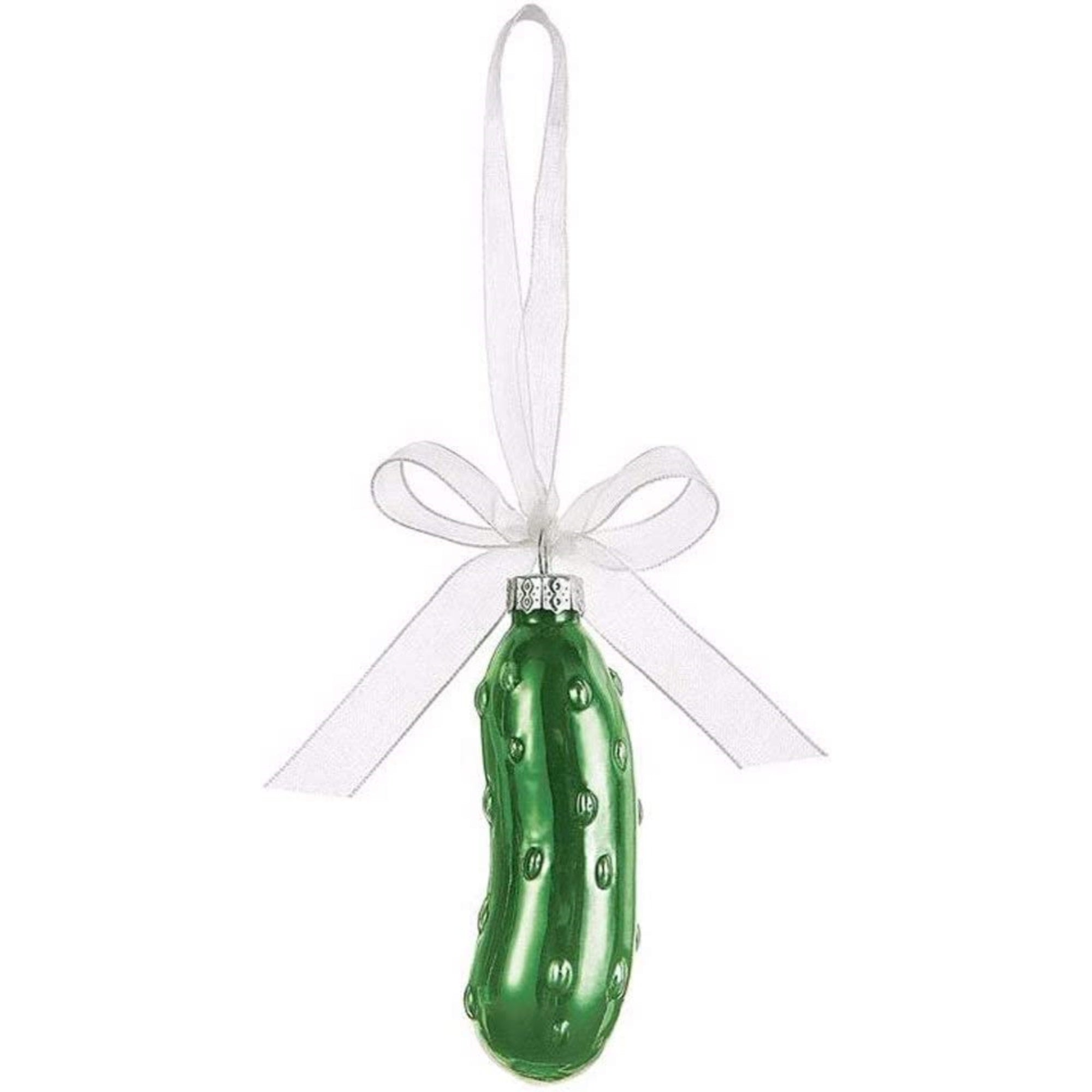 Ganz Glass Christmas Pickle Ornament In a Gift Box, Green
