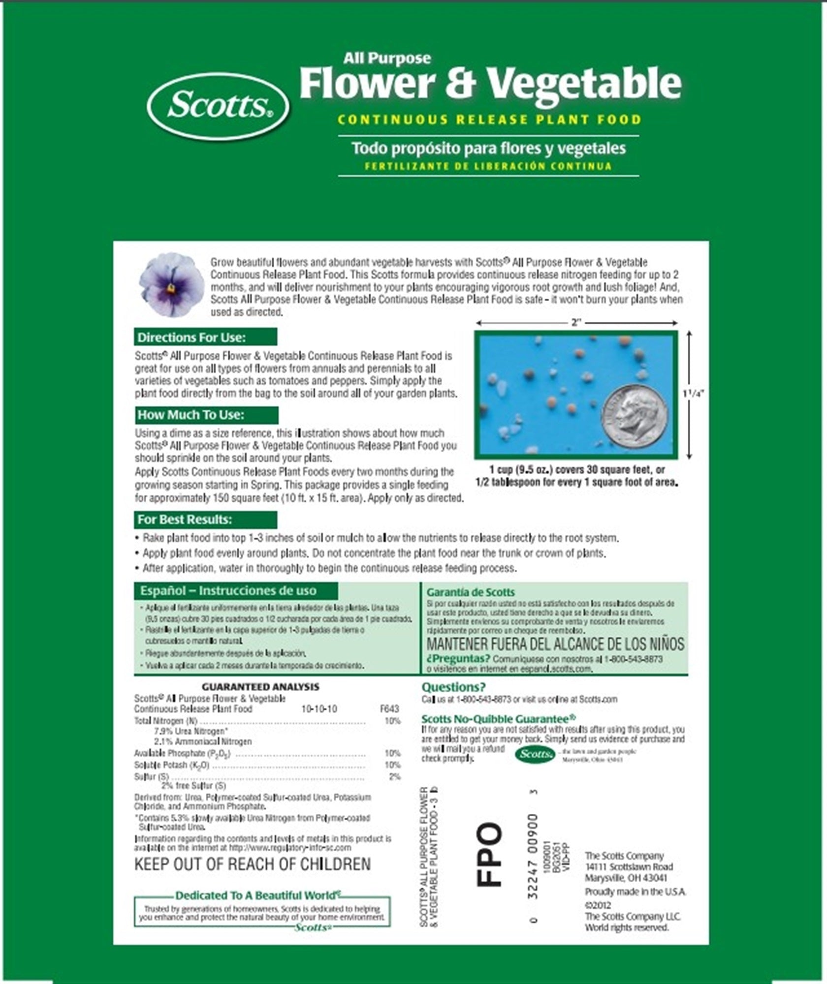 Scotts All Purpose Continuous Release Flower and Vegetable Plant Food, 3lb